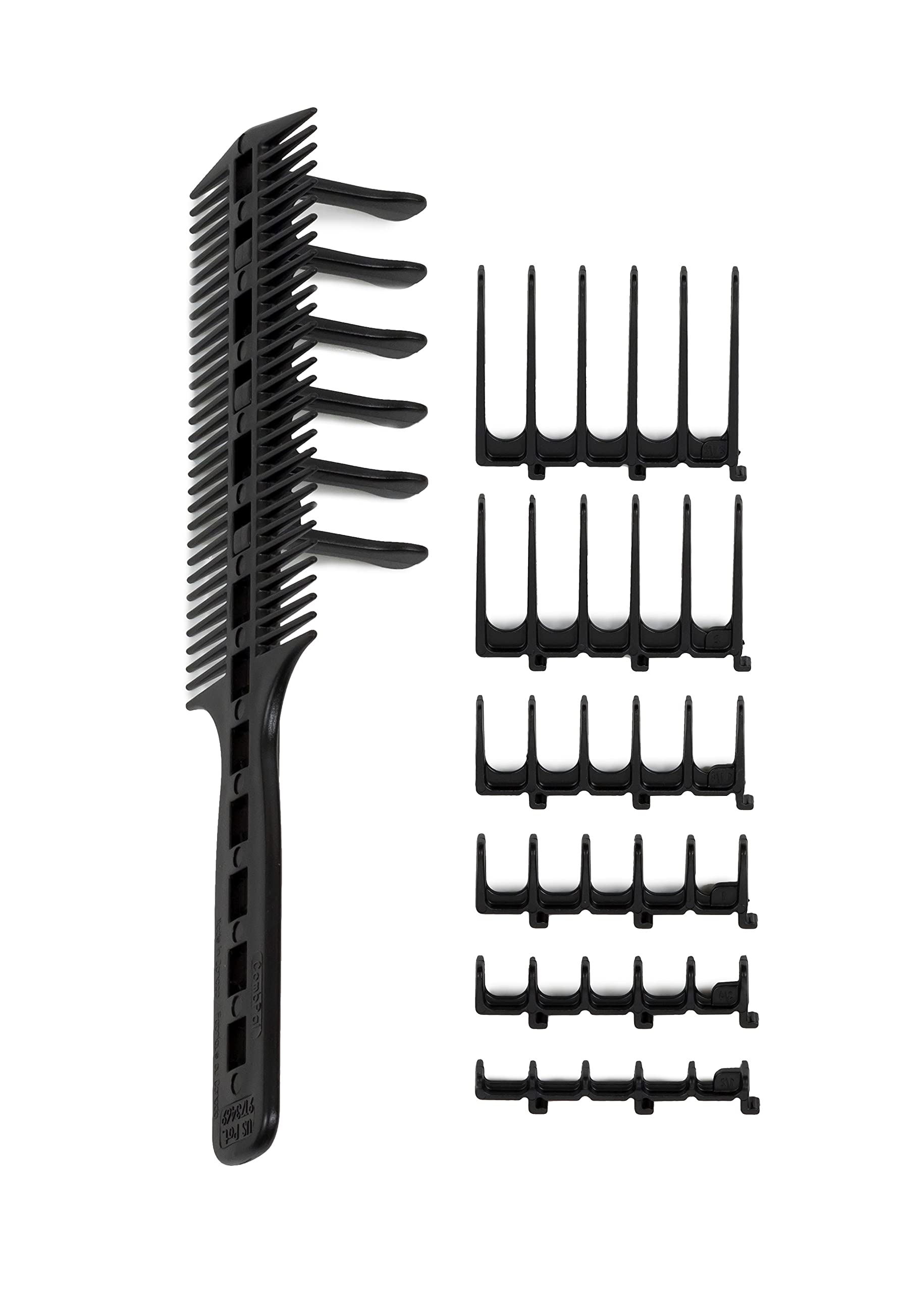 Professional Barber Scissor Over Comb Hair Cutting Kit - DIY Home Hair Trimming Guide Comb Set with Stainless Steel Shears (Classic Black) for Men's Grooming & Salon Styling