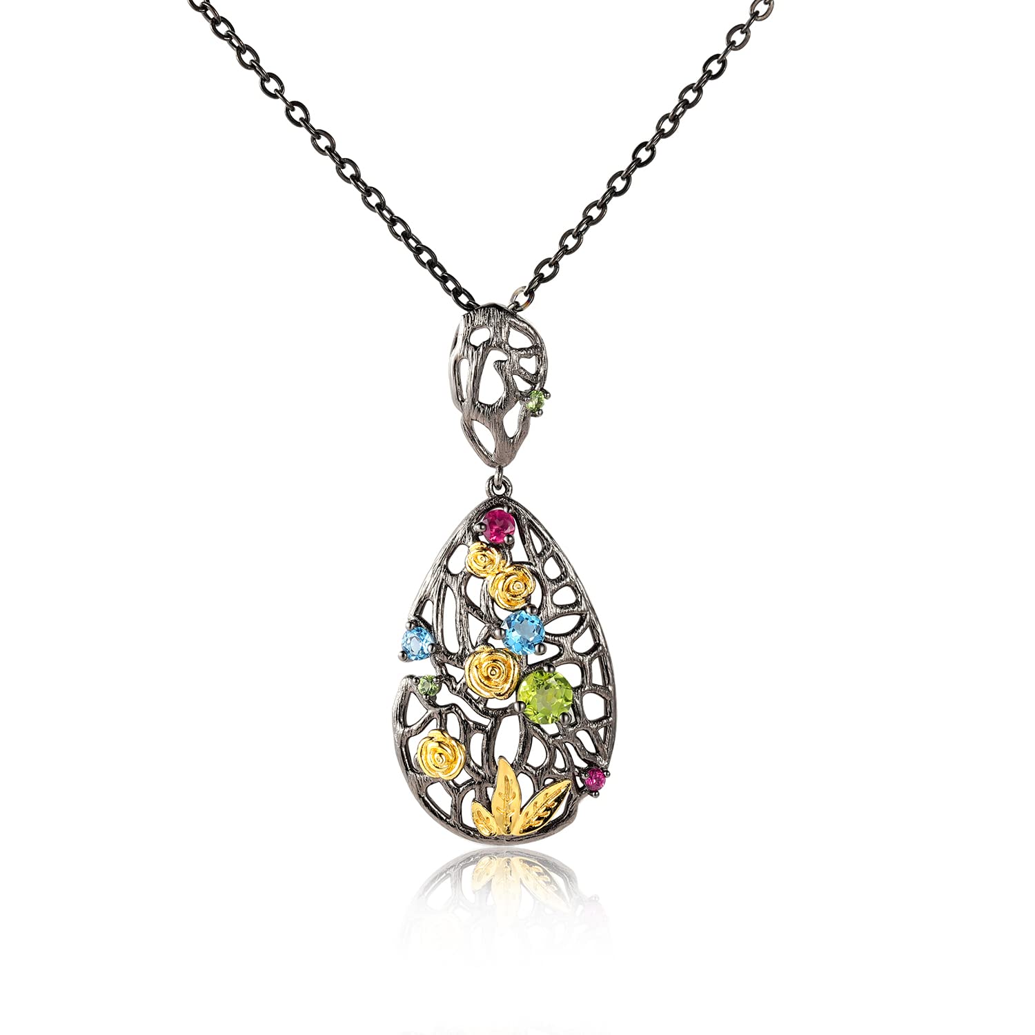 925 Sterling Silver Secret Garden Pendant Necklace for Women - Christmas Gift & Enamel Jewelry for Daily Wear