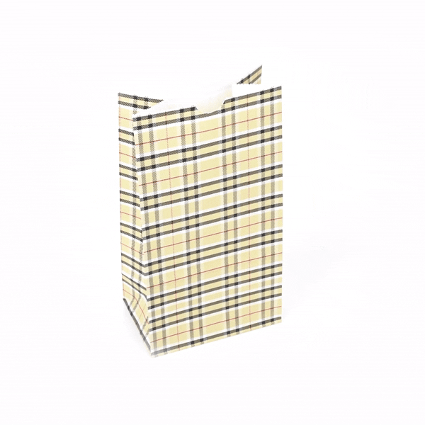 Premium Plaid Paper Bags 4 lb Capacity - 5 x 3.25 x 9.5 Inches - Pack of 100 - Eco-Friendly Gift & Party Favor Bags for Weddings, Birthdays & Retail Packaging