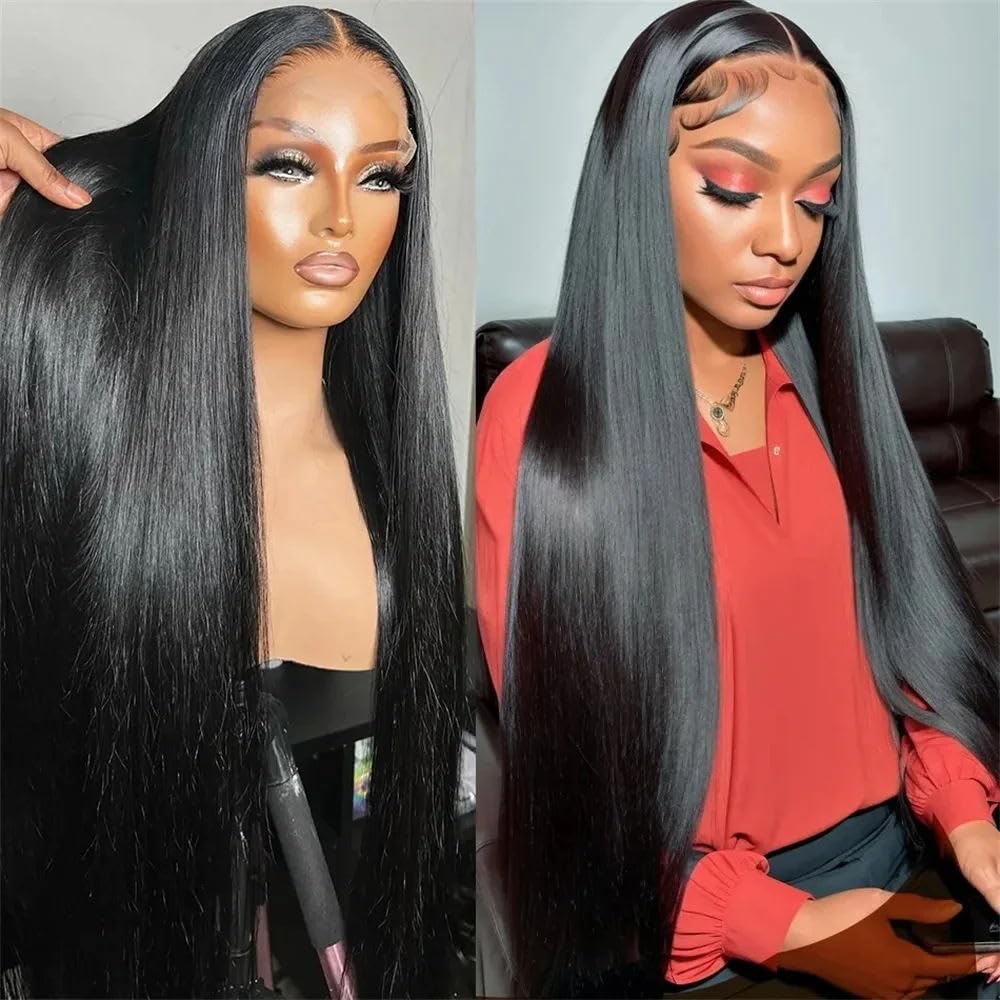 13x6 HD Transparent Lace Front Human Hair Wig - Pre Plucked with Baby Hair & Bleached Knots | 180% Density Straight Lace Wig for Black Women (26 Inch) | Perfect for Daily Wear, Cosplay & Special Occasions