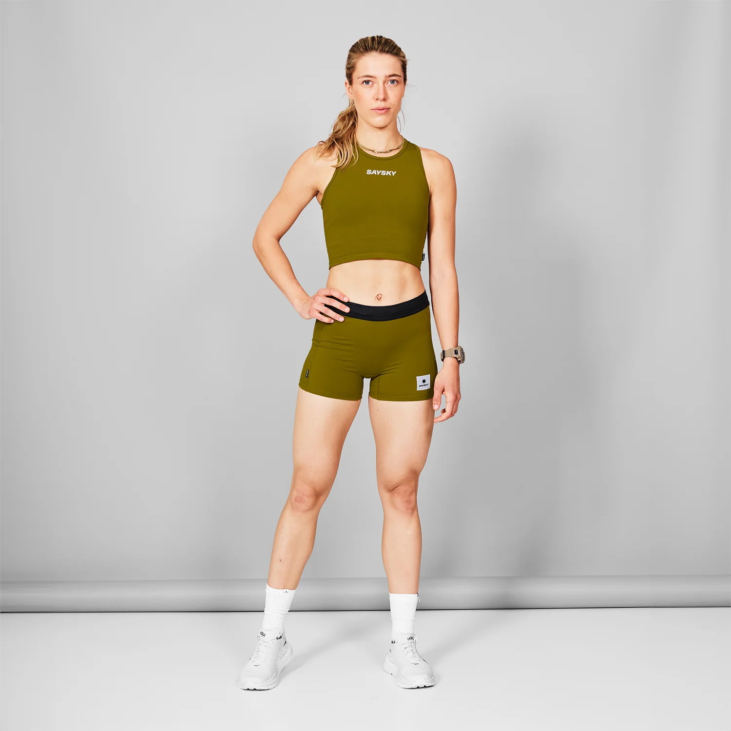 SAYSKY Women's Running Crop Top - Breathable Workout Tank for Yoga, Gym & Outdoor Sports