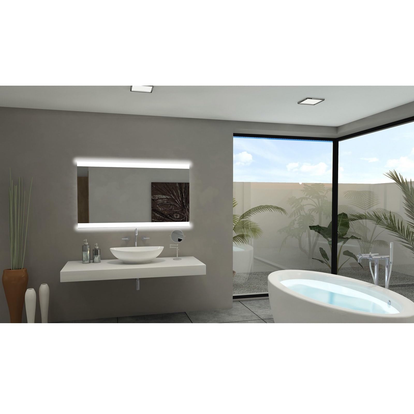 IBMIRROR Paris LED Backlit Bathroom Mirror - Modern Vanity Mirror with Adjustable Lighting for Makeup, Shaving & Home Decor
