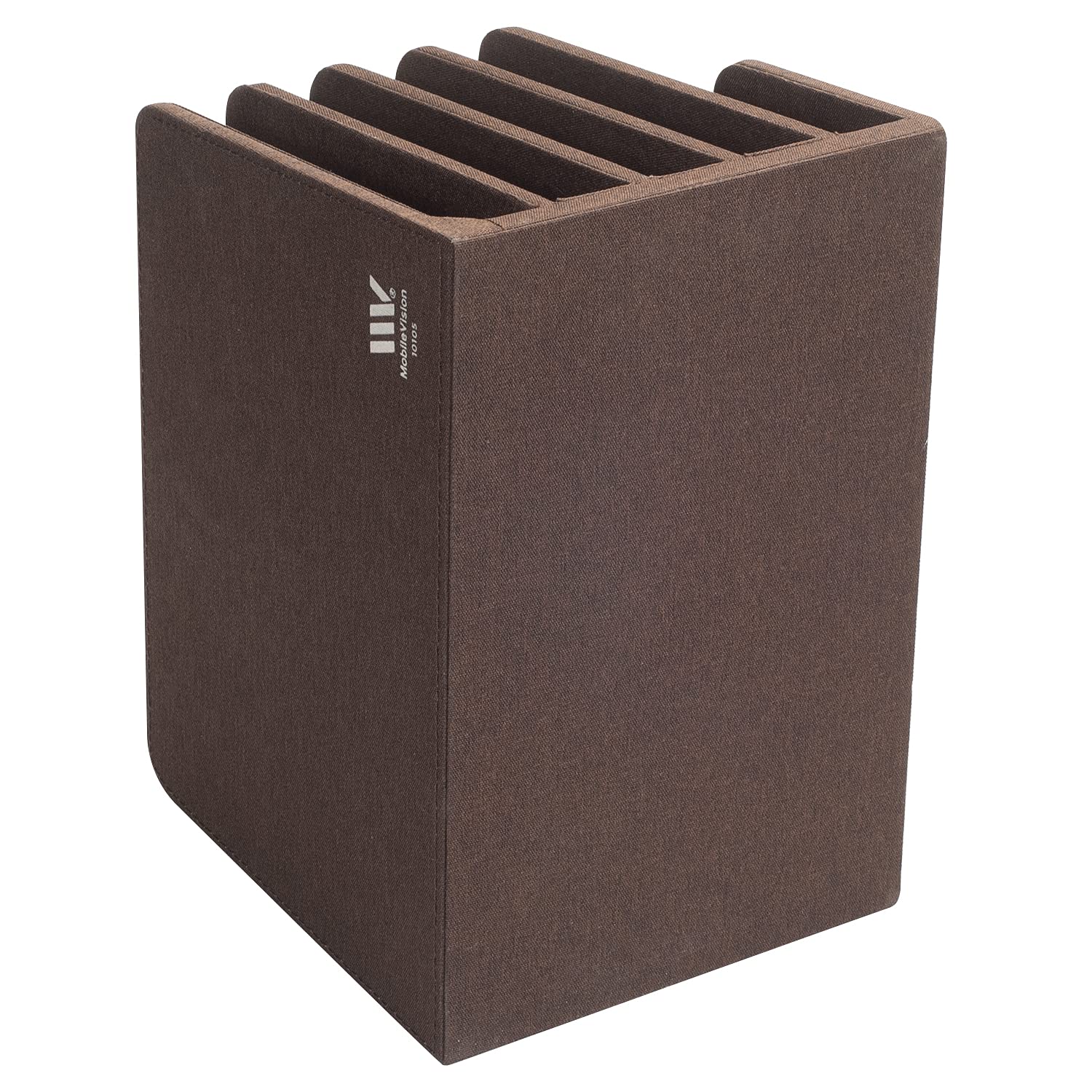 Premium Multi Device Stand & Organizer for Smartphones, Tablets & Laptops - 5 Slots, Dark Brown - Perfect for Home Office, Desk Organization & Workspace Efficiency