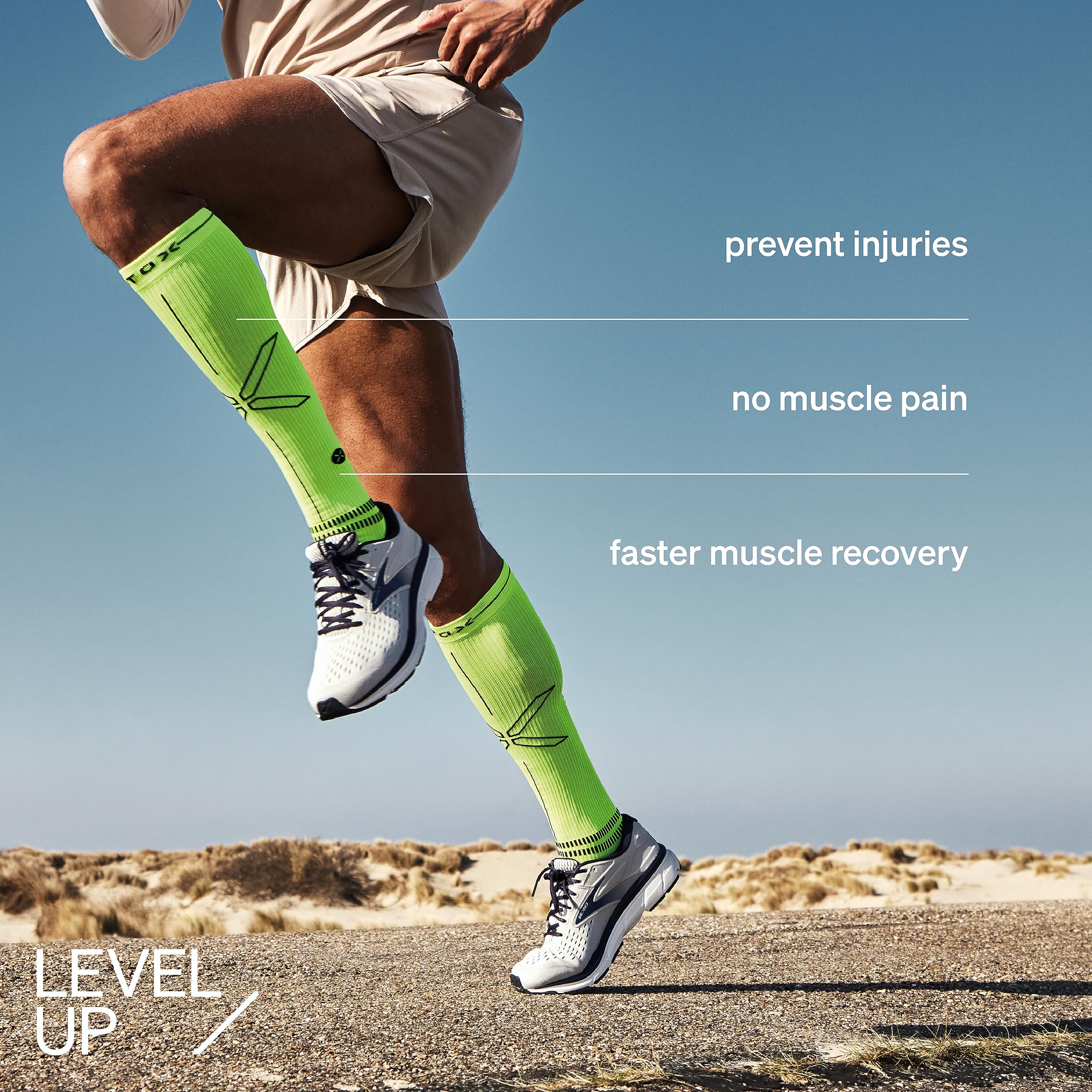STOX Energy Compression Socks for Men - 23-32 mmHg Knee High Running Socks with Ultra-Thin Footbed - Prevent Injuries & Muscle Pain - Ideal for Marathon, Workout & Sports Recovery