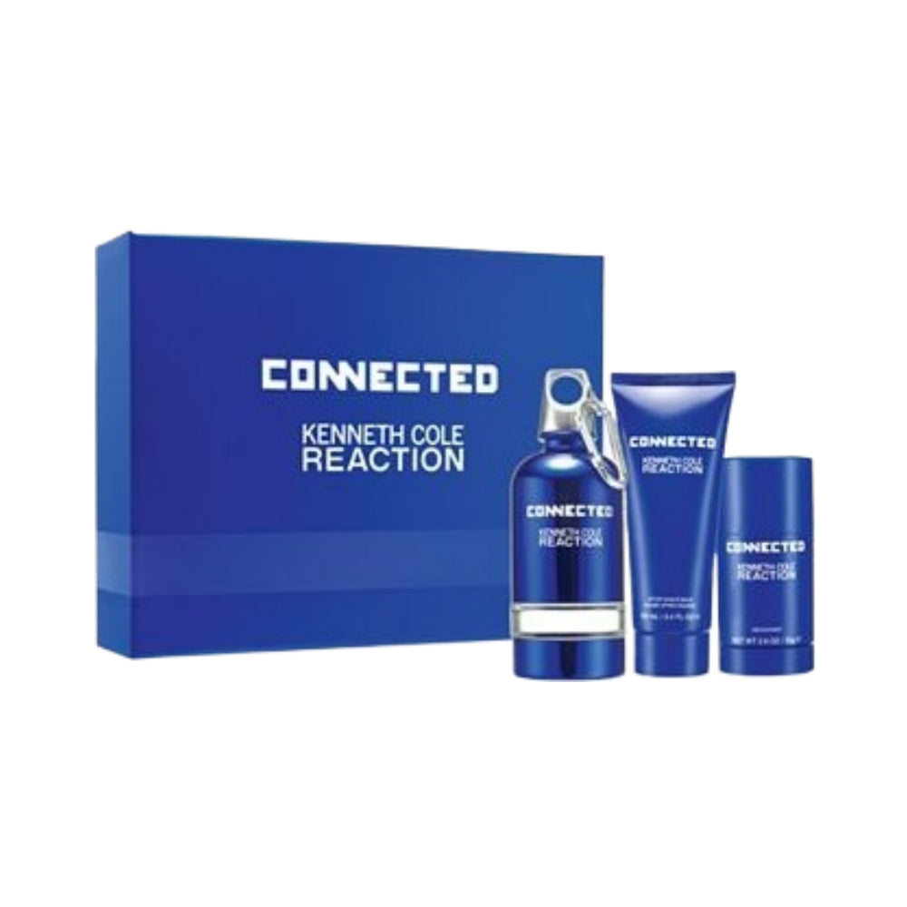 Connected Reaction 3 Piece Eau de Toilette Set - 125ml Perfume Spray for Men | Long-Lasting Fragrance Gift Set for Date Night, Office & Special Occasions