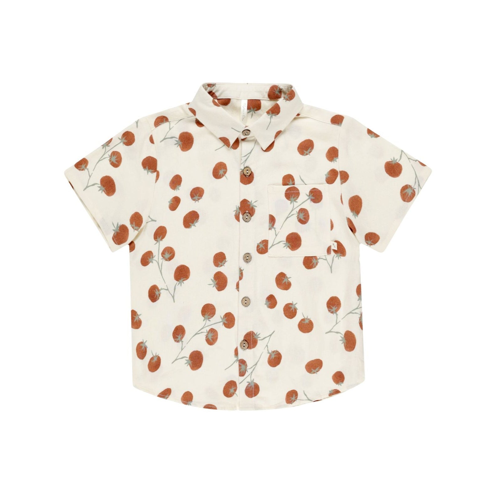 Men's Casual Collared Short Sleeve Button Down Shirt - Breathable Cotton Summer Tops for Work & Outdoor Activities | Tomatoes Print Fashion Shirt