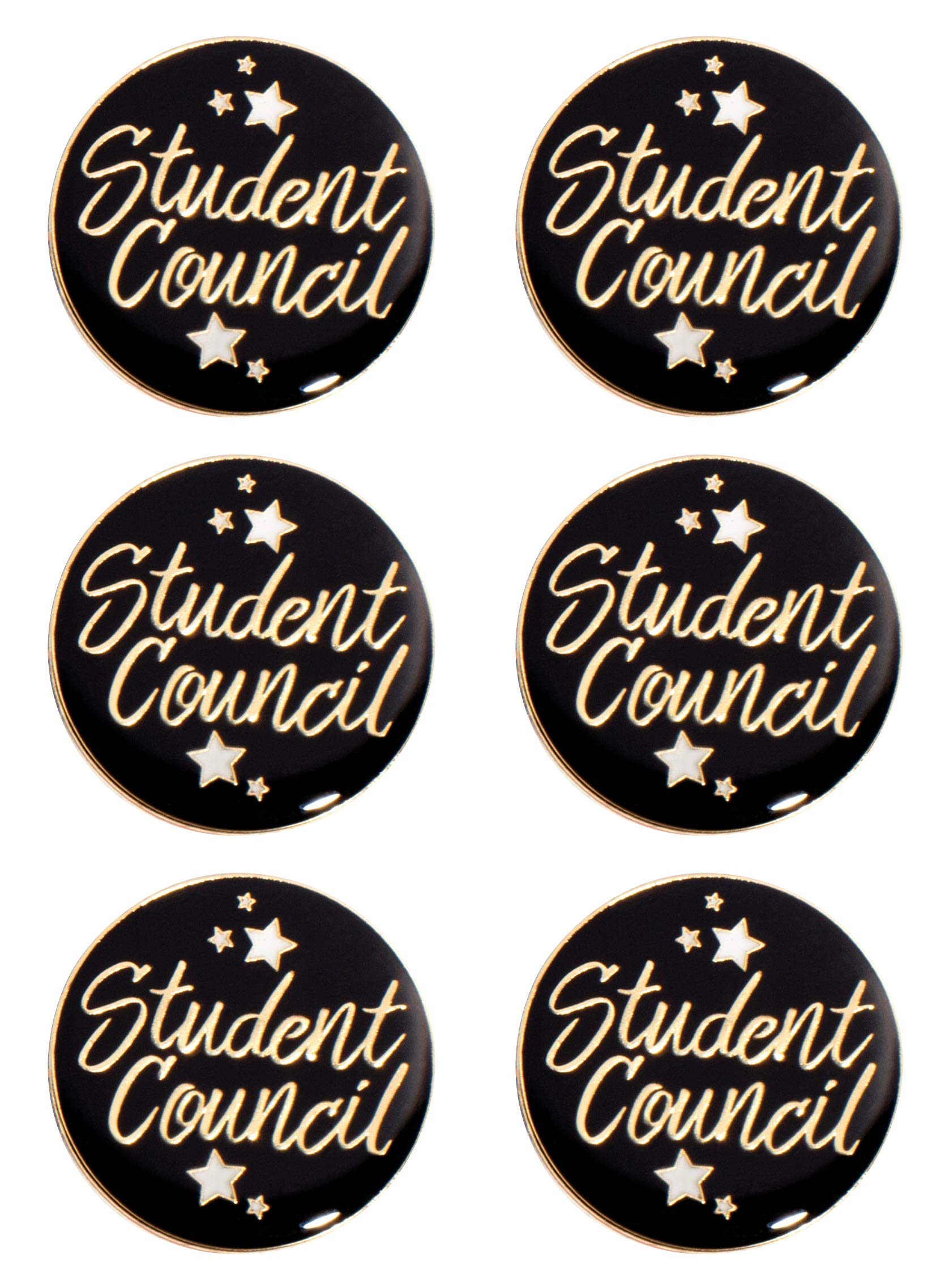 Premium Black & Gold Student Council Award Pins - Set of 6 - Perfect for School Recognition Ceremonies & Leadership Events