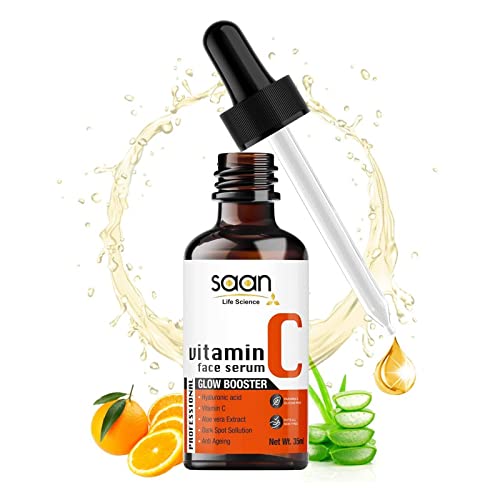 SAAN Life Science Vitamin C Face Serum for Glowing Skin - 35ml | Highly Stable & Effective Skin Brightening Serum with Vitamin C for Women & Men | Anti-Aging, Dark Spot Corrector | Perfect for Daily Skincare Routine & Nighttime Use