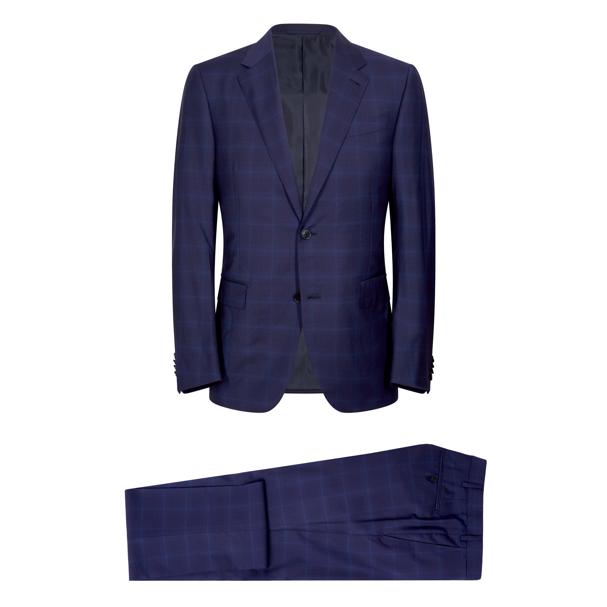 ERMENEGILDO ZEGNA Pure Wool Milano Suit in Navy Check - Premium Italian Business Attire for Office & Formal Events