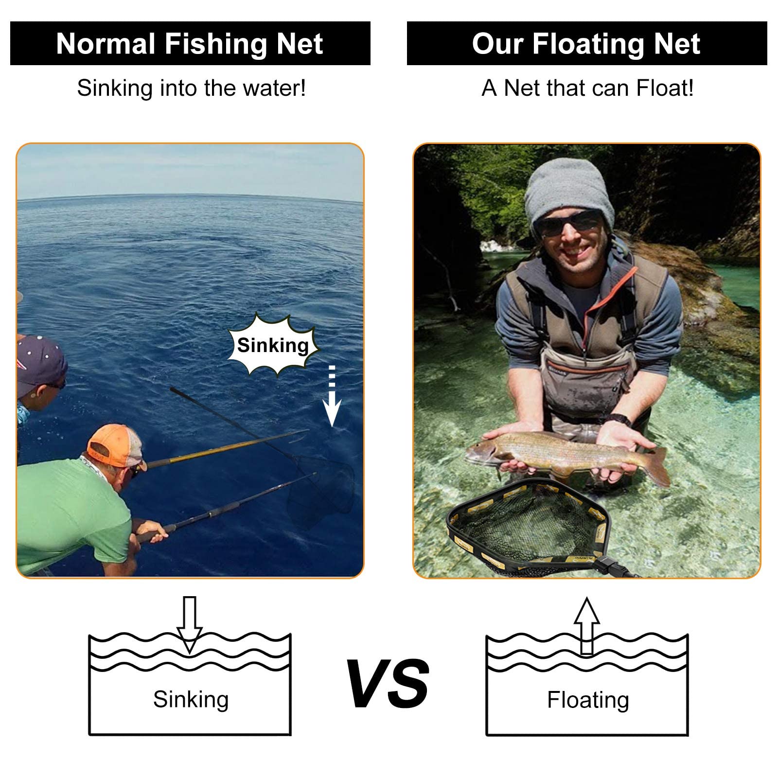 **PLUSINNO Carbon Fiber Telescopic Fishing Rod and Reel Combo with Floating Net - Ideal for Steelhead, Salmon, Fly, Kayak, Catfish, Bass, and Trout Fishing - Perfect for Freshwater and Saltwater Angling Adventures**