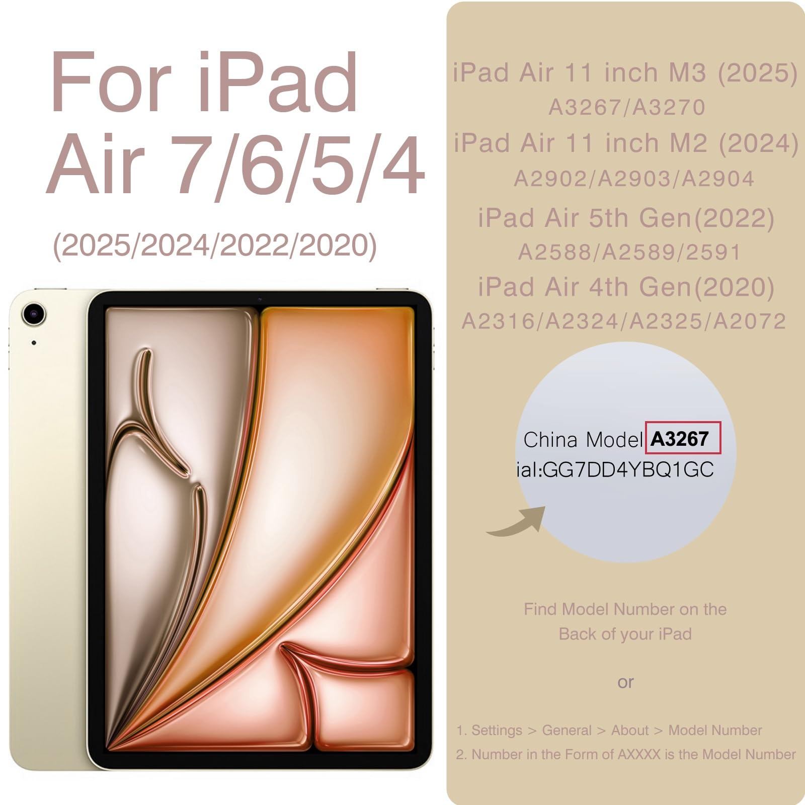 Magnetic Slim Smart Folio Case for iPad Air 7/6/5/4 (10.9 & 11 Inch) - Compatible with iPad Air 5th/4th Gen 2022/2020 & M3/M2 2025/2024 Models - Auto Sleep/Wake Function - Oat Coffee Color - Perfect for Work, Study & Travel Protection