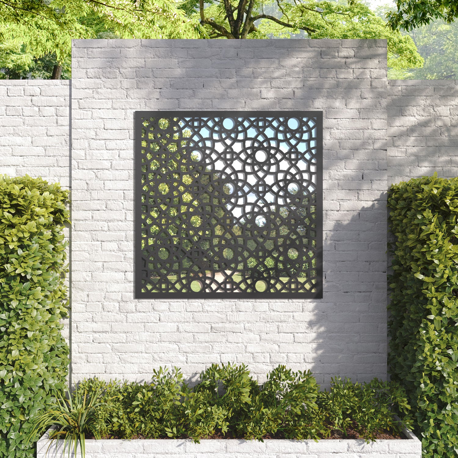 Ambar Outdoor Decorative Mirrored Panel - Elegant Garden & Patio Wall Decor for Modern Backyard & Balcony Design