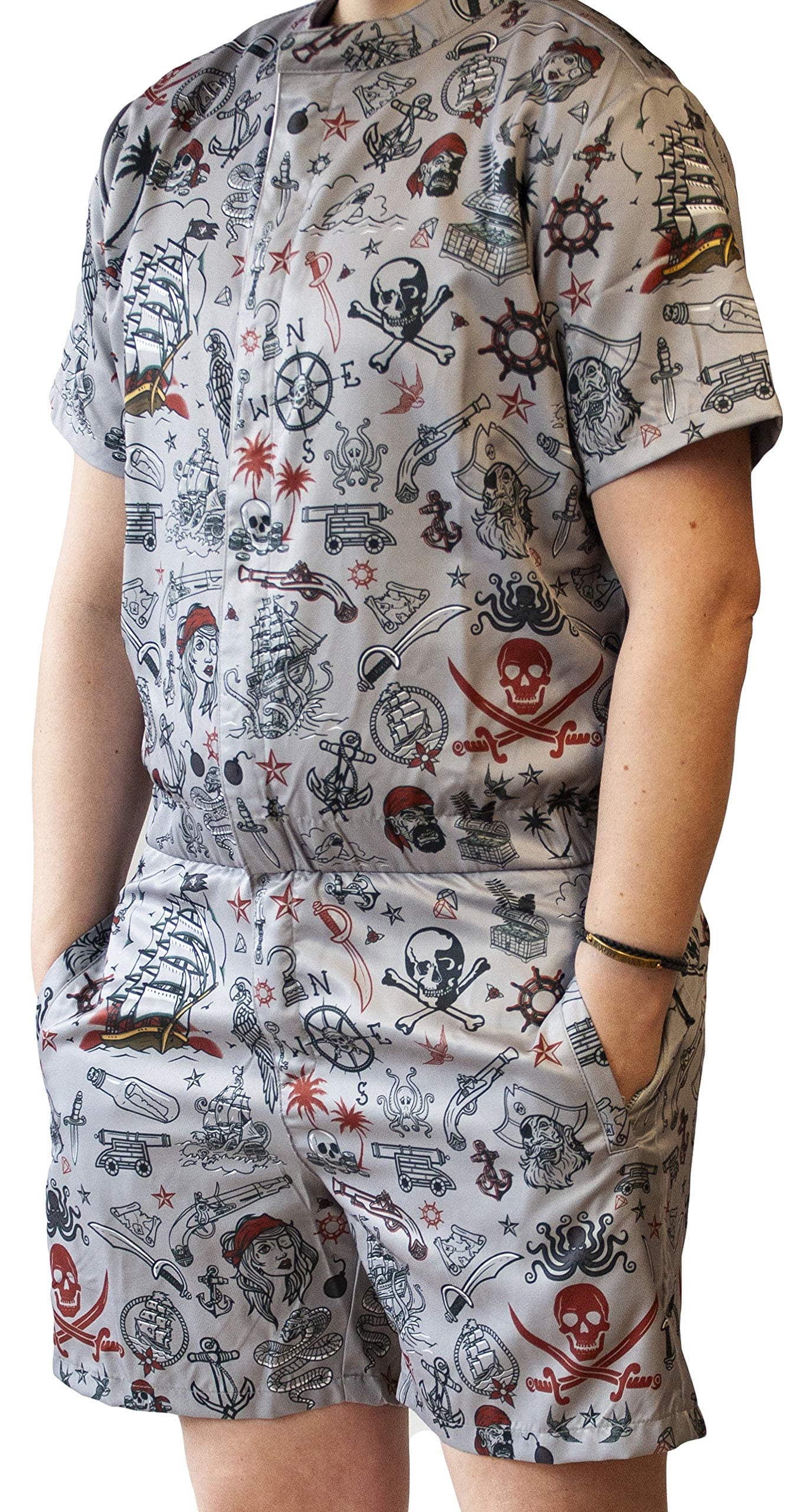 Funny Guy Mugs Men's Romper Jumpsuit - Premium Adult One-Piece with Zippered Pockets for Parties, Costumes & Casual Wear