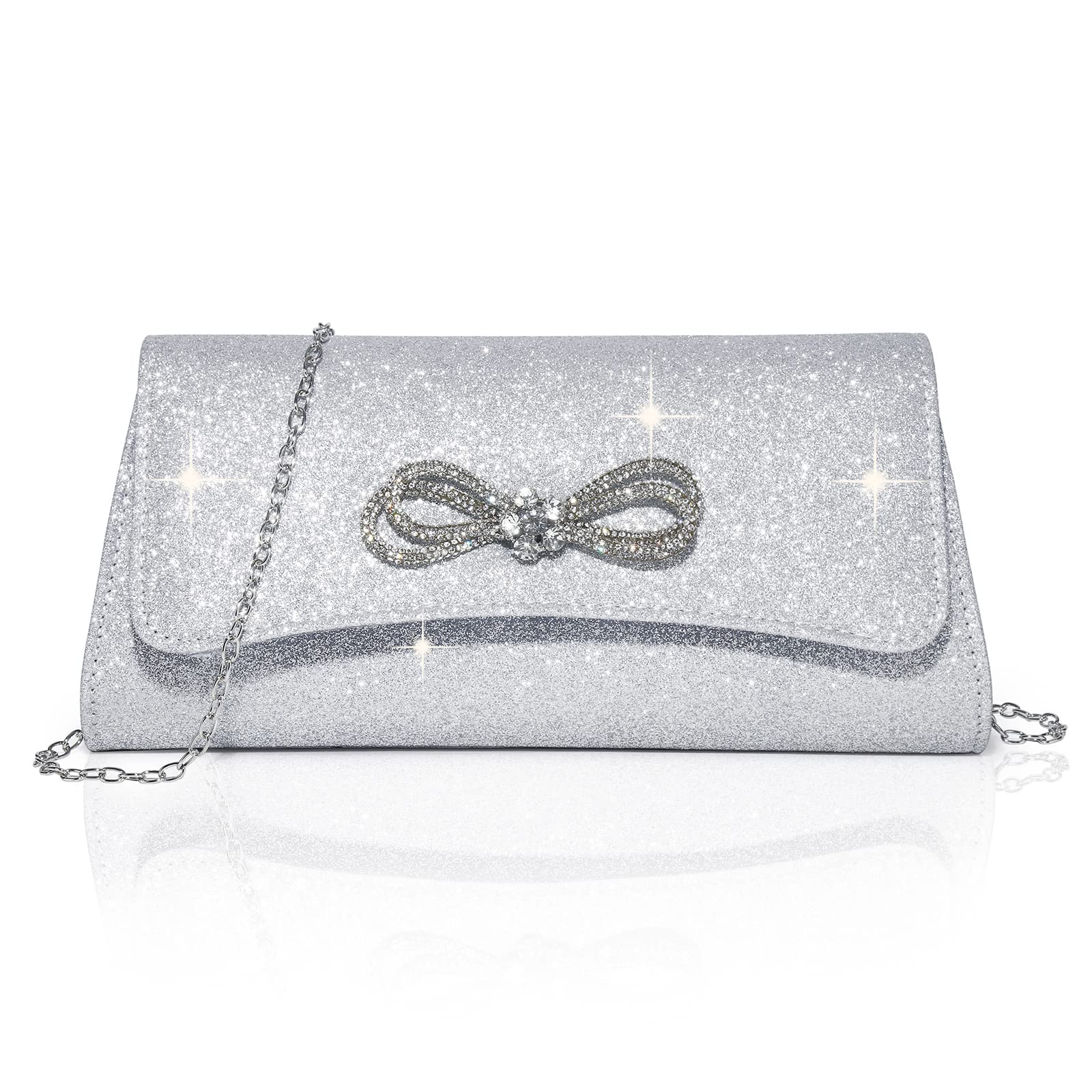 Sparkly Bow Clutch Purse for Women - Elegant Evening Bag for Wedding, Prom, Formal Events & Cocktail Parties | Labair Women's Handbag Collection | Perfect for Date Nights, Galas & Special Occasions