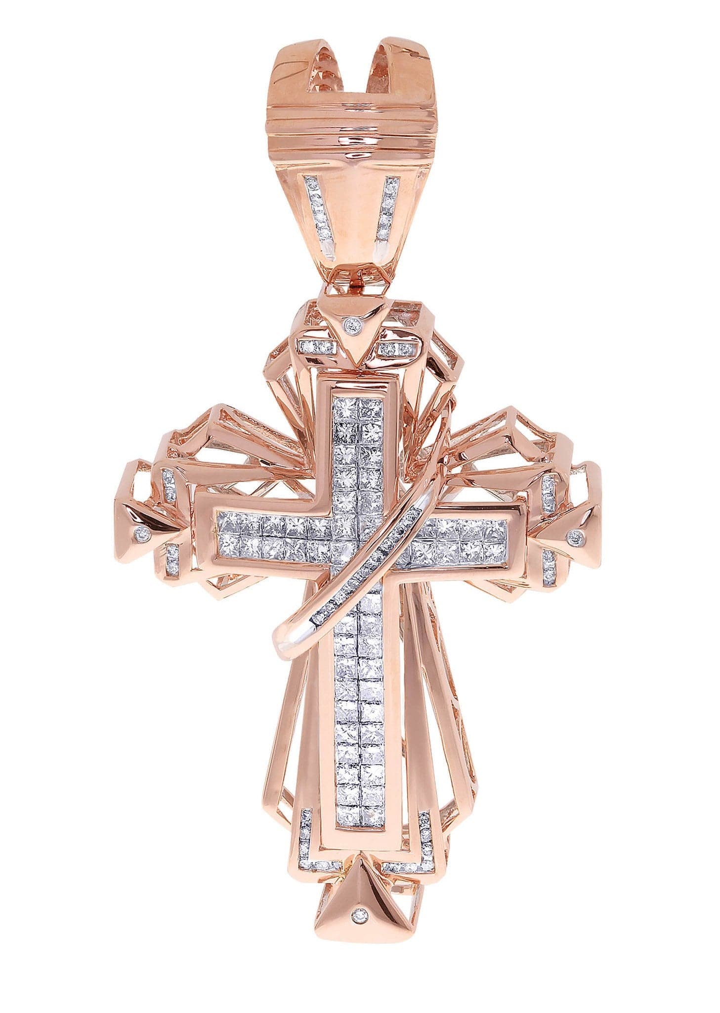 3.02 Carat Diamond Cross Pendant Necklace - 24.46 Grams Solid Gold/Silver Religious Jewelry for Women - Perfect for Baptism, First Communion, Confirmation & Everyday Wear