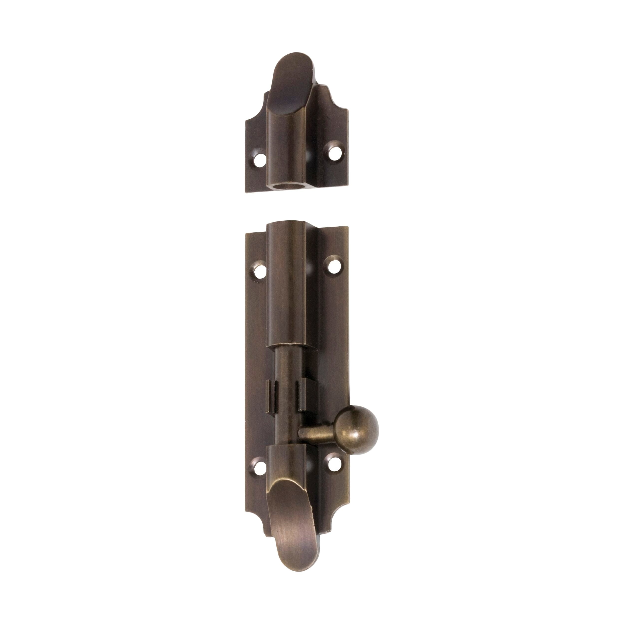 2331 Victorian Antique Brass Barrel Bolt - 100mm Length x 32mm Width, 9mm Diameter - Perfect for Cabinet, Door, and Furniture Hardware Restoration