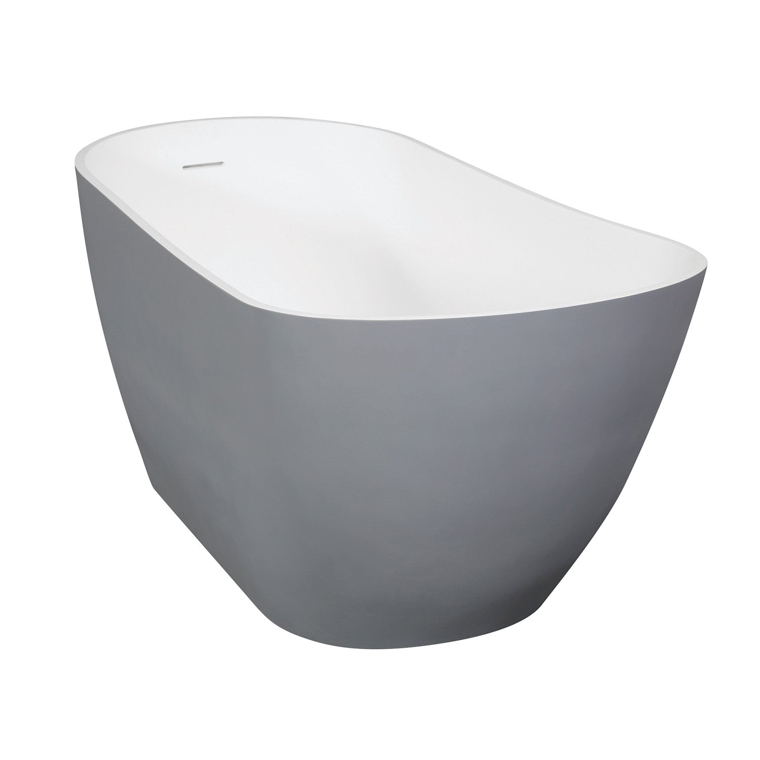 Arcticstone 52 Inch Freestanding Oval Bathtub - VRTSS513026WG Solid Surface Slipper Tub with Drain in Glossy White/Matte Gray | Modern Bathroom Luxury for Spa-Like Relaxation