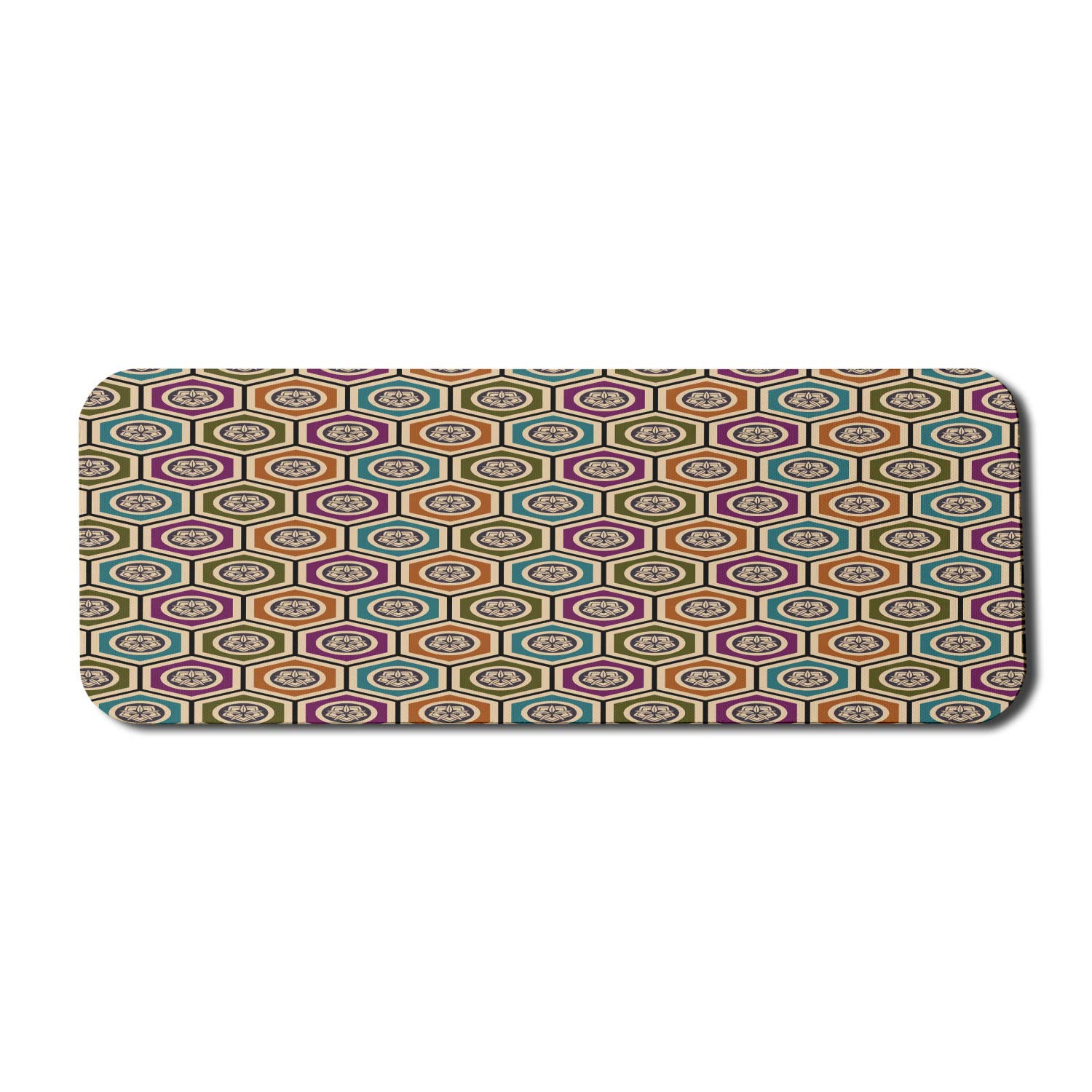 Ambesonne Geometric Computer Mouse Pad with Japanese Flowers & Colorful Hexagons - Non-Slip Rubber Gaming Mousepad (31