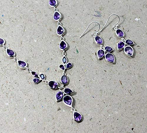 925 Sterling Silver Amethyst Jewelry Set for Women - Elegant Necklace & Earrings Wedding Set | Perfect for Bridal, Anniversary, and Special Occasion Gifts