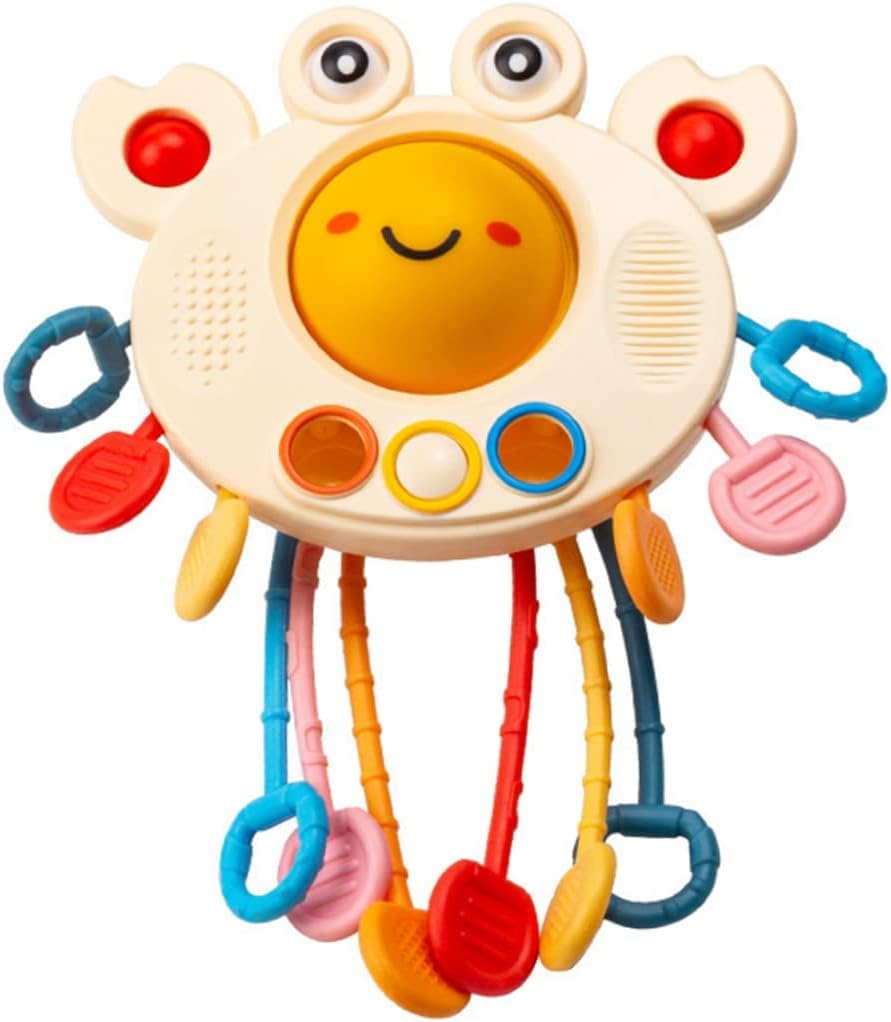 Montessori Baby Sensory Toy - Food Grade Silicone Travel Toy for Toddlers 18 Months to 3 Years | Crab Shape | Perfect for Car Rides, Airplane Travel & Early Learning Development