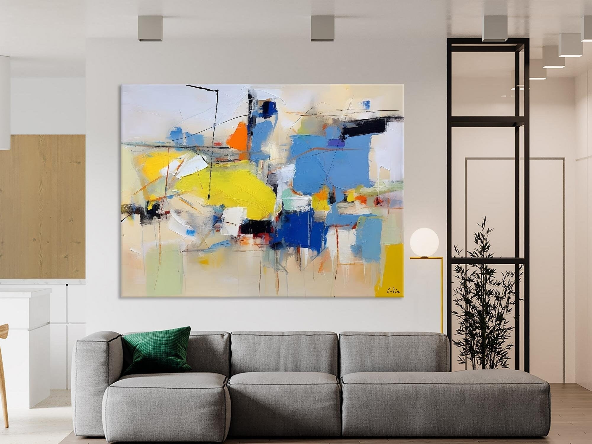 Large Abstract Canvas Art for Sale - Original Hand Painted Acrylic Wall Art - Modern Home Decor for Living Room & Bedroom - Perfect Gift for Housewarming