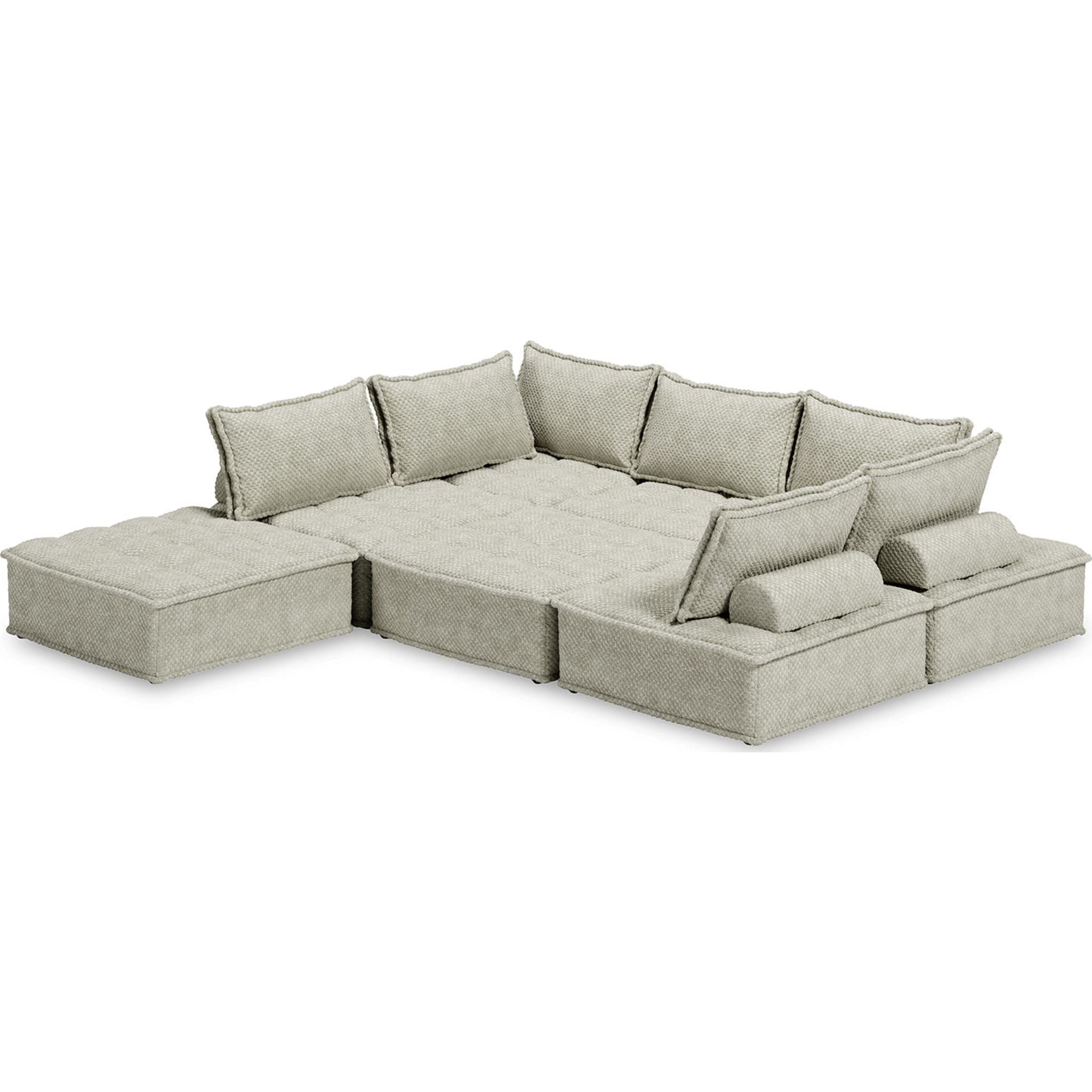 7-Piece Modular Sectional Sofa Set with Reversible Chaise - Modern L-Shaped Couch for Living Room, Family Room & Home Theater - Soft Fabric Upholstery & Sturdy Frame