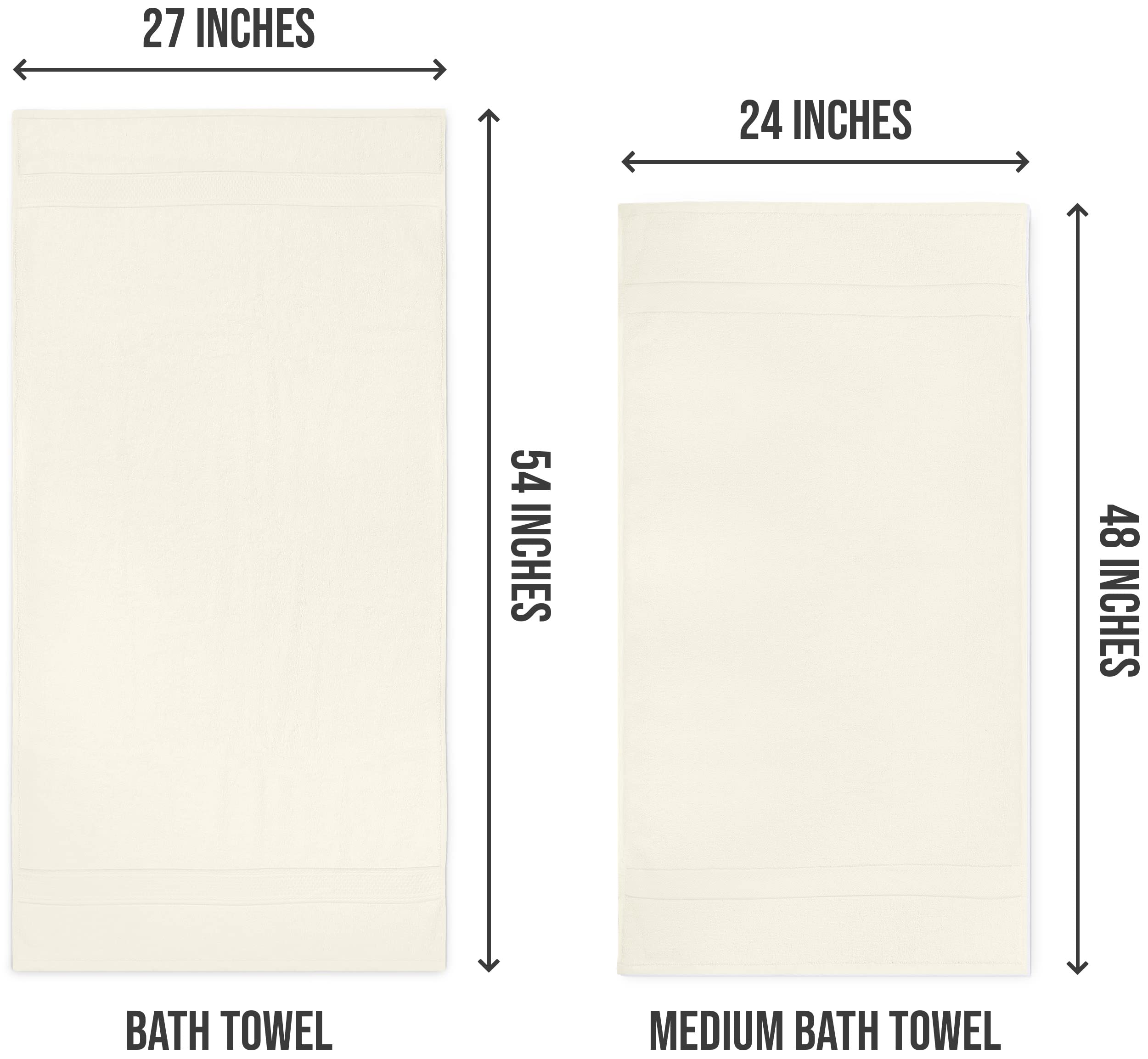Utopia Towels 6-Pack Premium Small Bath Towels Set - 24x48 Inches, 500 GSM 100% Ring Spun Cotton - Ultra Soft, Lightweight & Highly Absorbent Quick-Drying Towels for Hotel, Spa, Bathroom & Gym - Ivory (Perfect for Travel, Guest Bathrooms & Luxury Home Use)