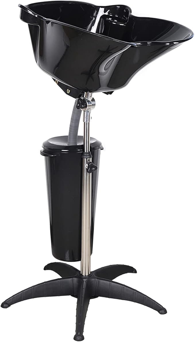 Qtavia Adjustable Height Portable Shampoo Bowl Salon Sink - Professional Hair Washing Basin with Drain Hose & Bucket for Barbers & Stylists | Perfect for Salon, Home Use & Mobile Hair Services
