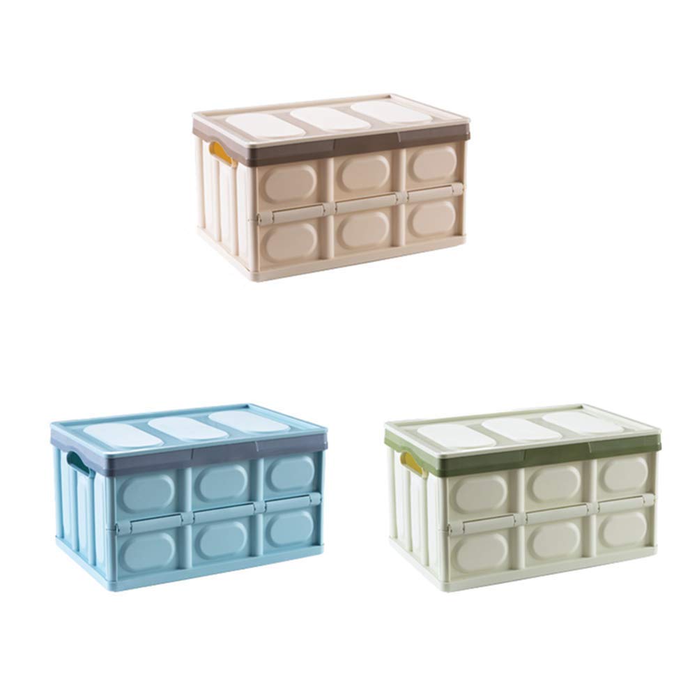 Foldable Plastic Storage Box 50L with Lid - Stackable Organizer for Kitchen, Bathroom, Living Room & Camping - Set of 3 | Space-Saving Home & Outdoor Storage Solution