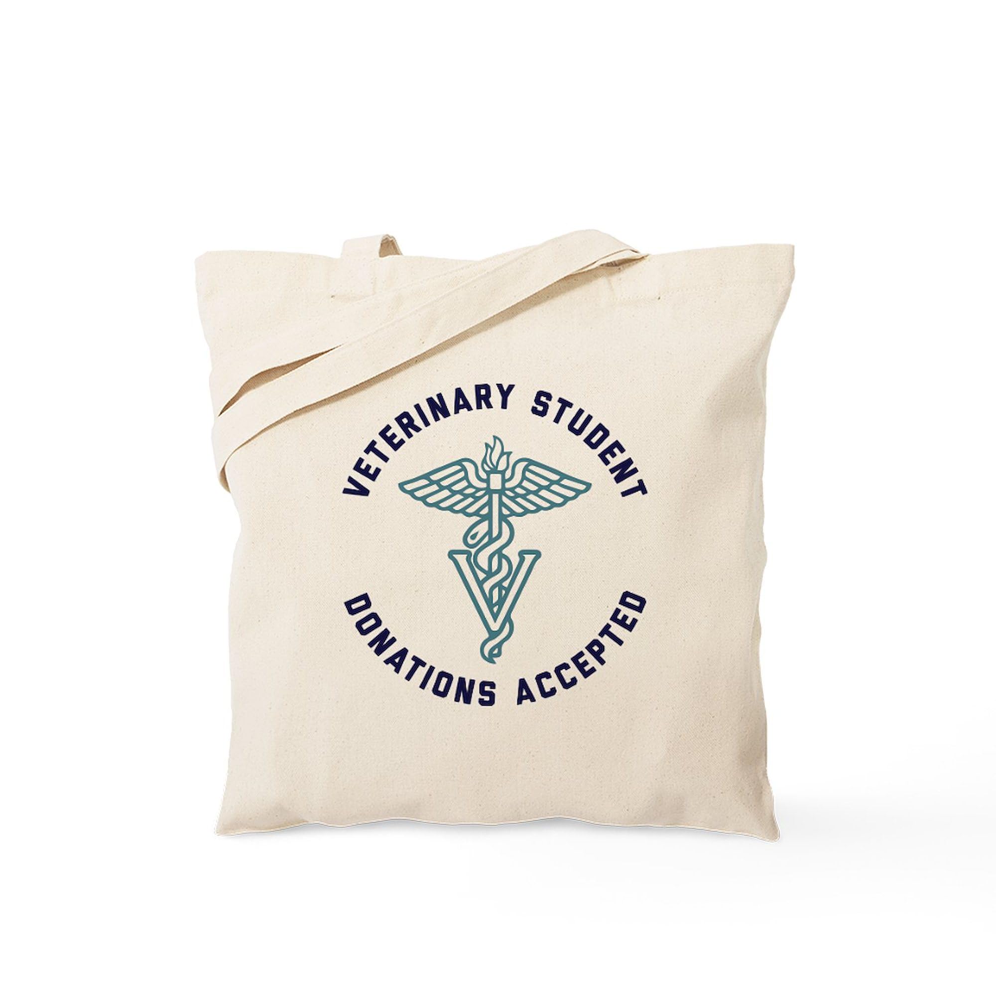 Veterinary Student Donations Accepted Tote Bag - Eco-Friendly Natural Canvas Reusable Shopping Bag for Vet School, Clinics & Animal Shelters