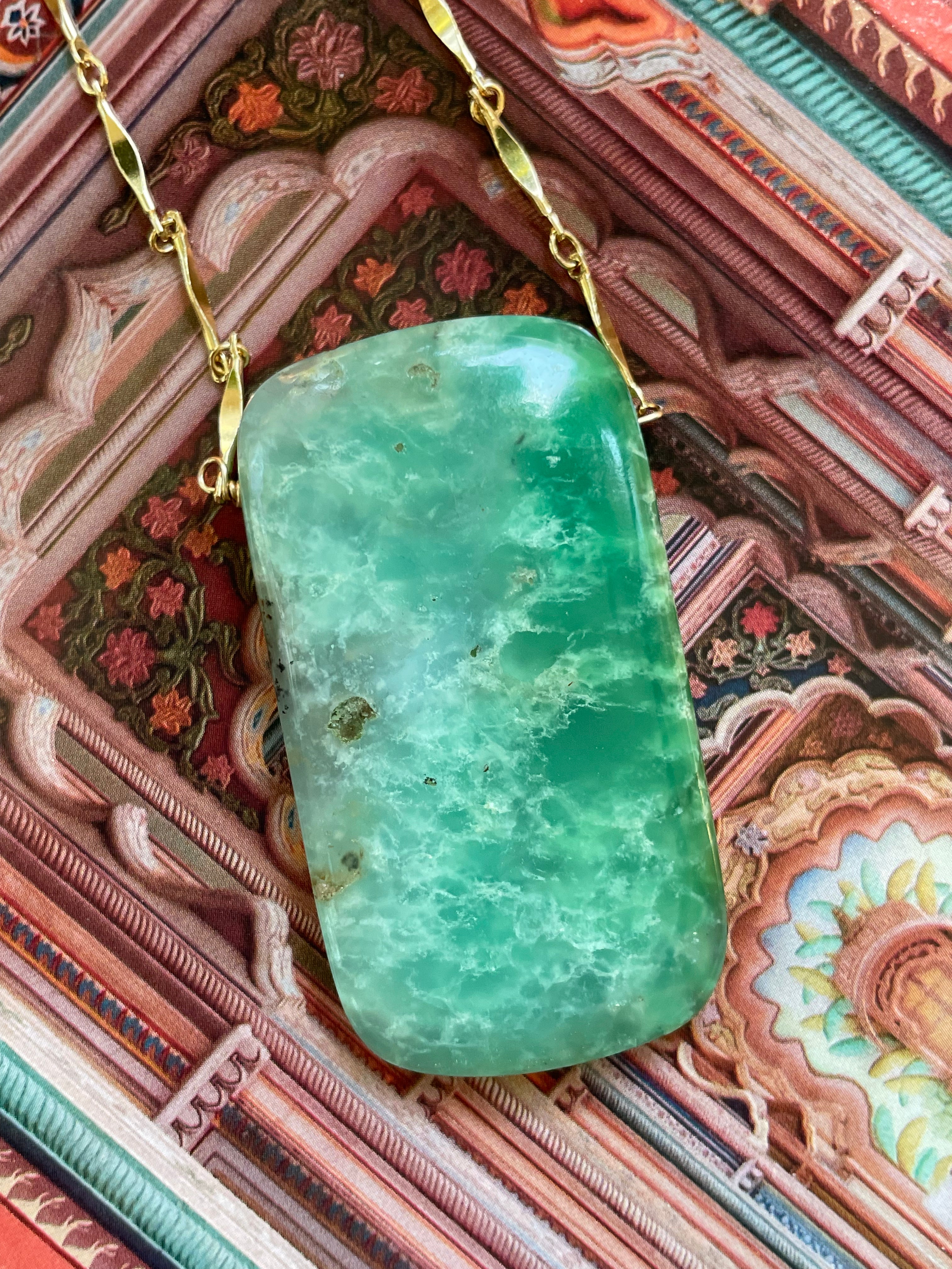 Extra Large Chrysoprase Crystal Necklace - 18