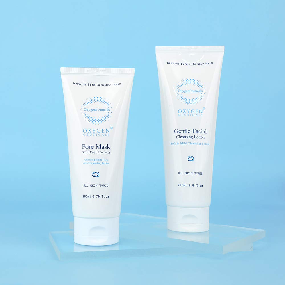 Korean Skin Care Beauty Set - Double Cleanse Treatment Bundle for Sensitive Skin | Pore Mask 200ml + Gentle Facial Cleansing Lotion 250ml | Perfect for Daily Deep Cleansing & Pore Refining Routine