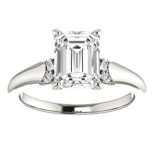 2 CT Emerald Cut Colorless Moissanite Engagement Ring for Women - Sterling Silver/Solid Gold Wedding Band Set - 4 Prong Solitaire Bridal Ring - Perfect for Proposals, Anniversaries & Special Occasions