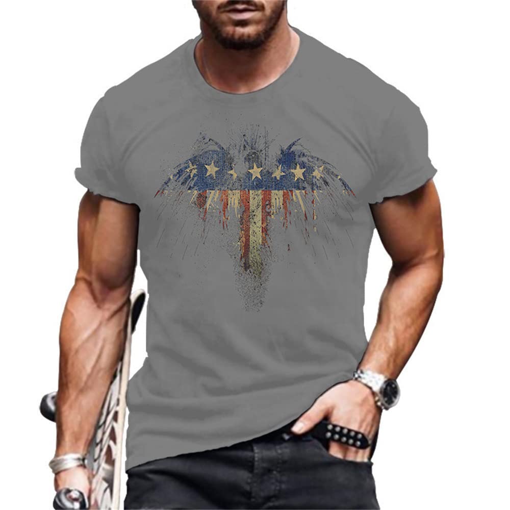 American Flag 3D Printed Men's T-Shirt - Summer Casual Short Sleeve Crew Neck Tee - Perfect for 4th of July, BBQ Parties & Patriotic Events