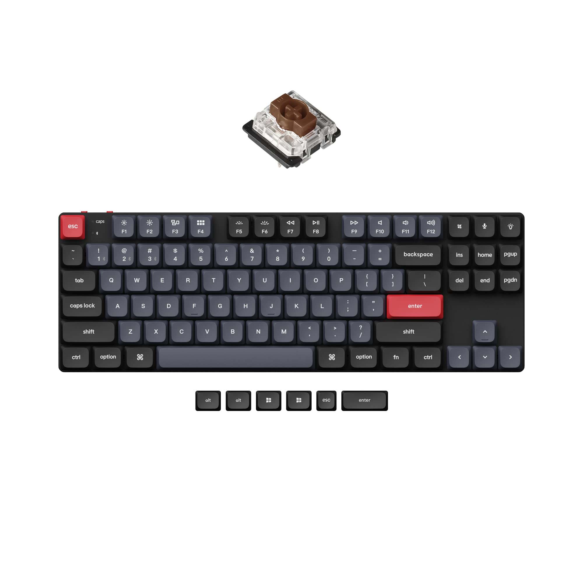 Keychron K1 Pro TKL Ultra-Slim Wireless Mechanical Keyboard - Hot-Swappable Low-Profile Gateron Brown Switches, RGB Backlit PBT Keycaps - Compatible with Mac, Windows, Linux - Perfect for Office Work, Gaming & Programming