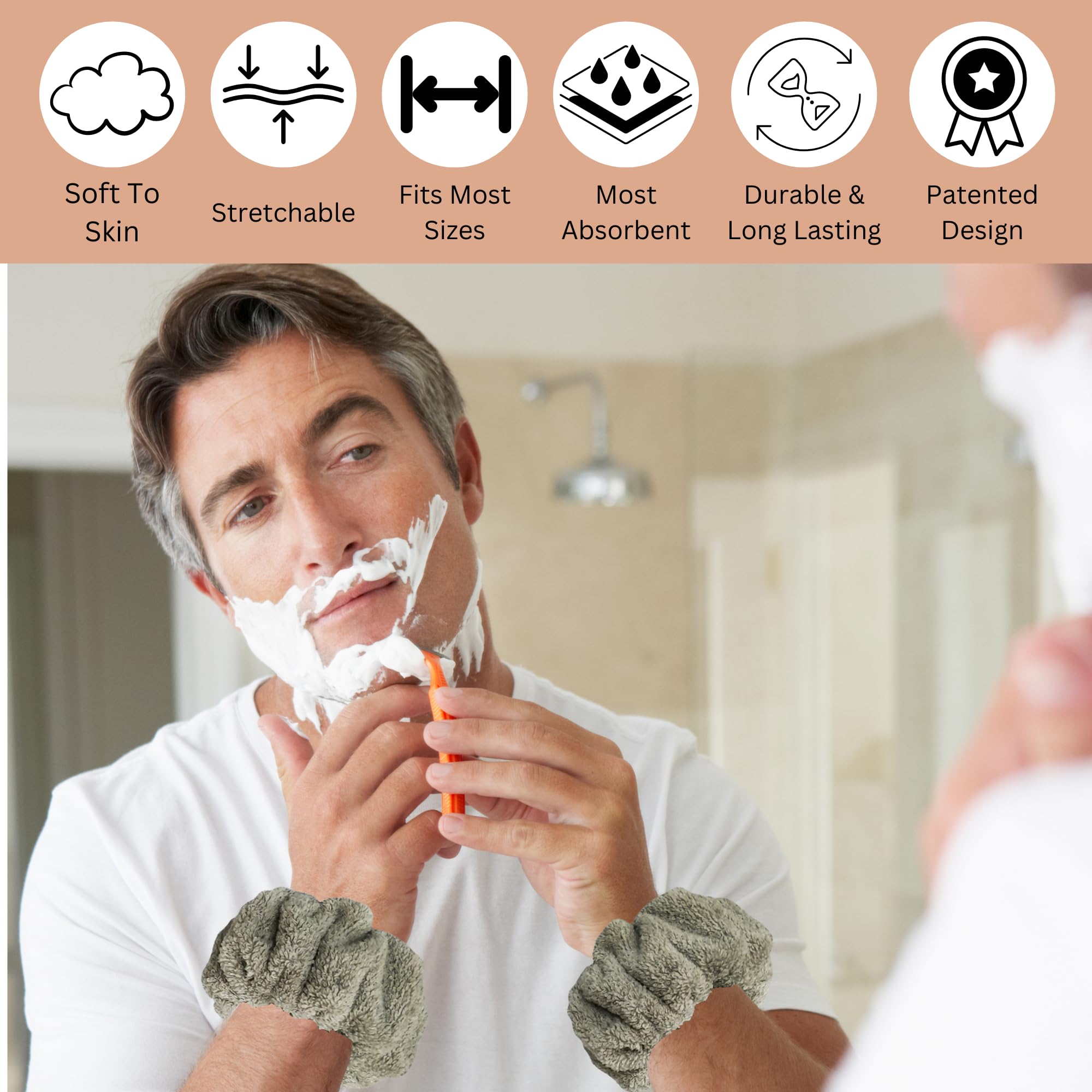 100% Cotton Original Skincare Wristbands for Face Washing - Most Absorbent & Stretchable Face Wash Bands (USPTO Patented) - Perfect for Spa, Skincare Routine & Makeup Removal