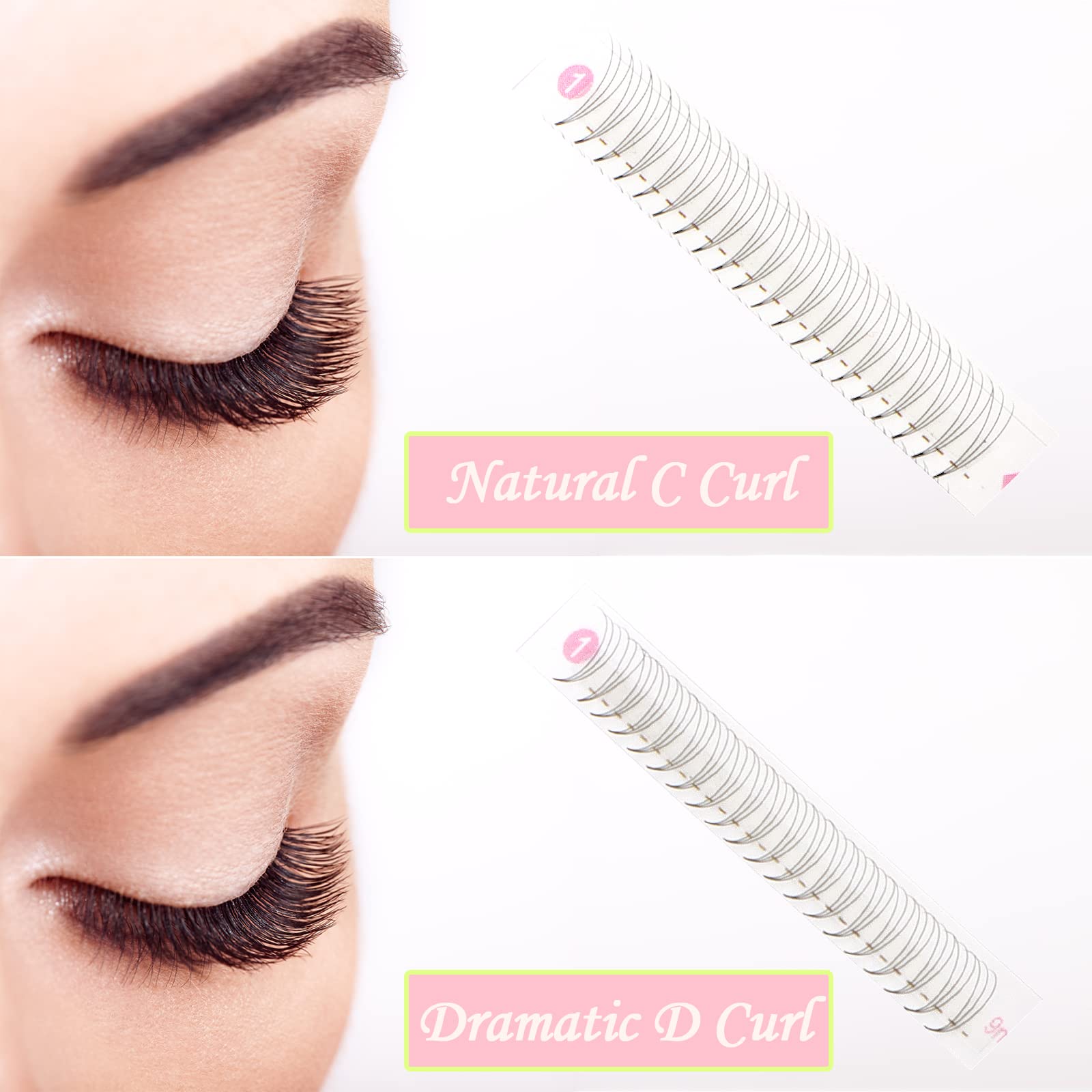 ALLOVE 3D 0.07 D Curl 15mm Russian Volume Eyelash Extensions - Premade Fans with Short Stem for Natural Look | Perfect for Bridal, Party & Daily Wear