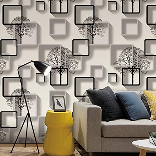 3D Modern Wallpaper for Living Room, Bedroom & TV Background - Self-Adhesive Square Pattern Wallpaper Roll - Home & Kitchen Decoration (White) - Perfect for Accent Walls, Feature Walls & Room Makeovers