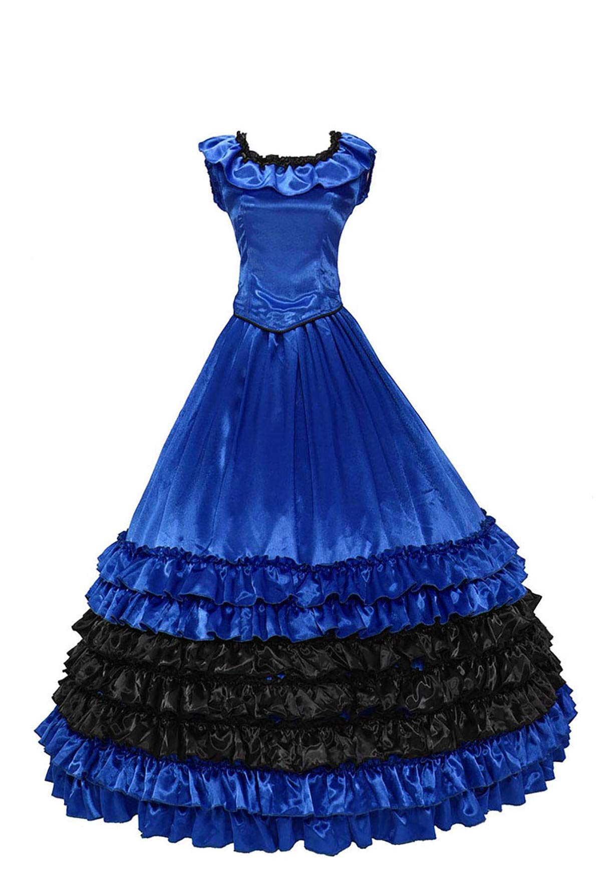 Elegant Colonial Civil War Style Satin Ball Gown - Luxury Prom Dress with Layered Ruffles for Historical Reenactments & Formal Events