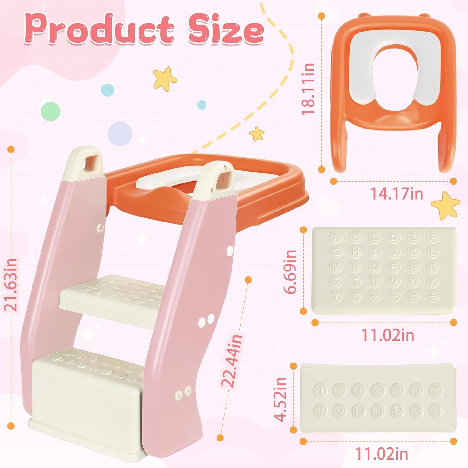 Foldable Potty Training Seat with Adjustable Height & Non-Slip Step Stool - Portable Toilet Trainer for Toddlers Ages 1-10 - Perfect for Home, Travel & Daycare Use