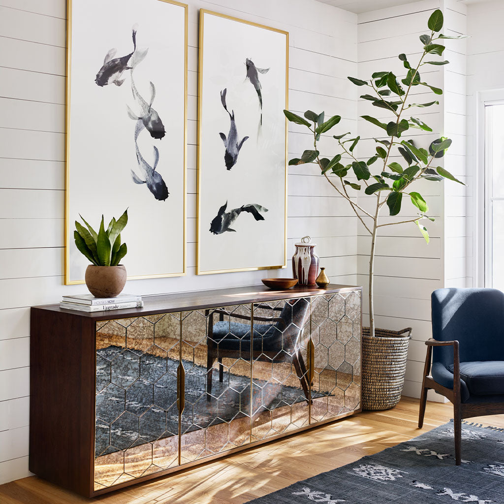 Stylish Cybil Sideboard in Dark Walnut - Modern Buffet Cabinet for Dining Room & Living Room Storage