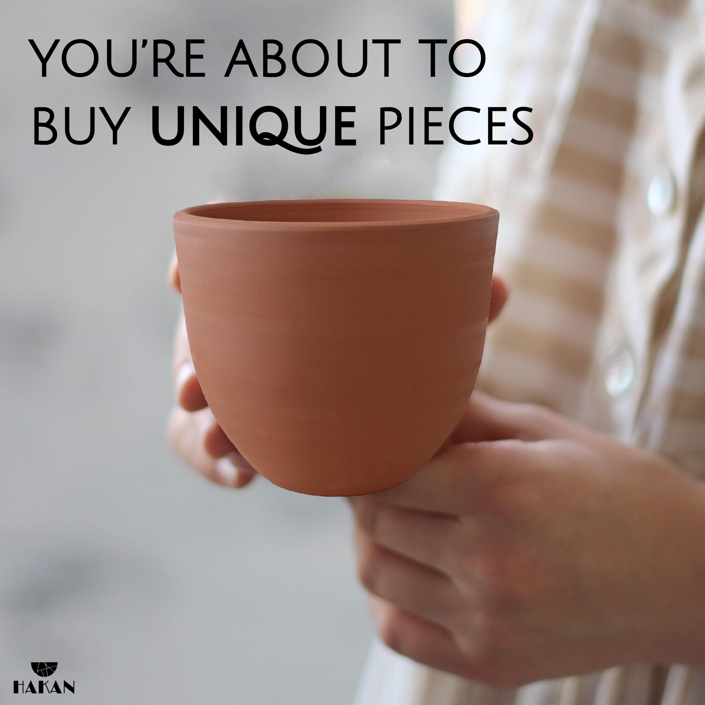 Handmade Hakan Kapadokya 16.9 oz Pottery Mug Set of 4 - Unglazed Clay Cups for Coffee, Tea & Beverages - Earthenware Flower Pots & Decorative Bowls - Perfect for Home Decor, Gifts & Rustic Kitchen Use