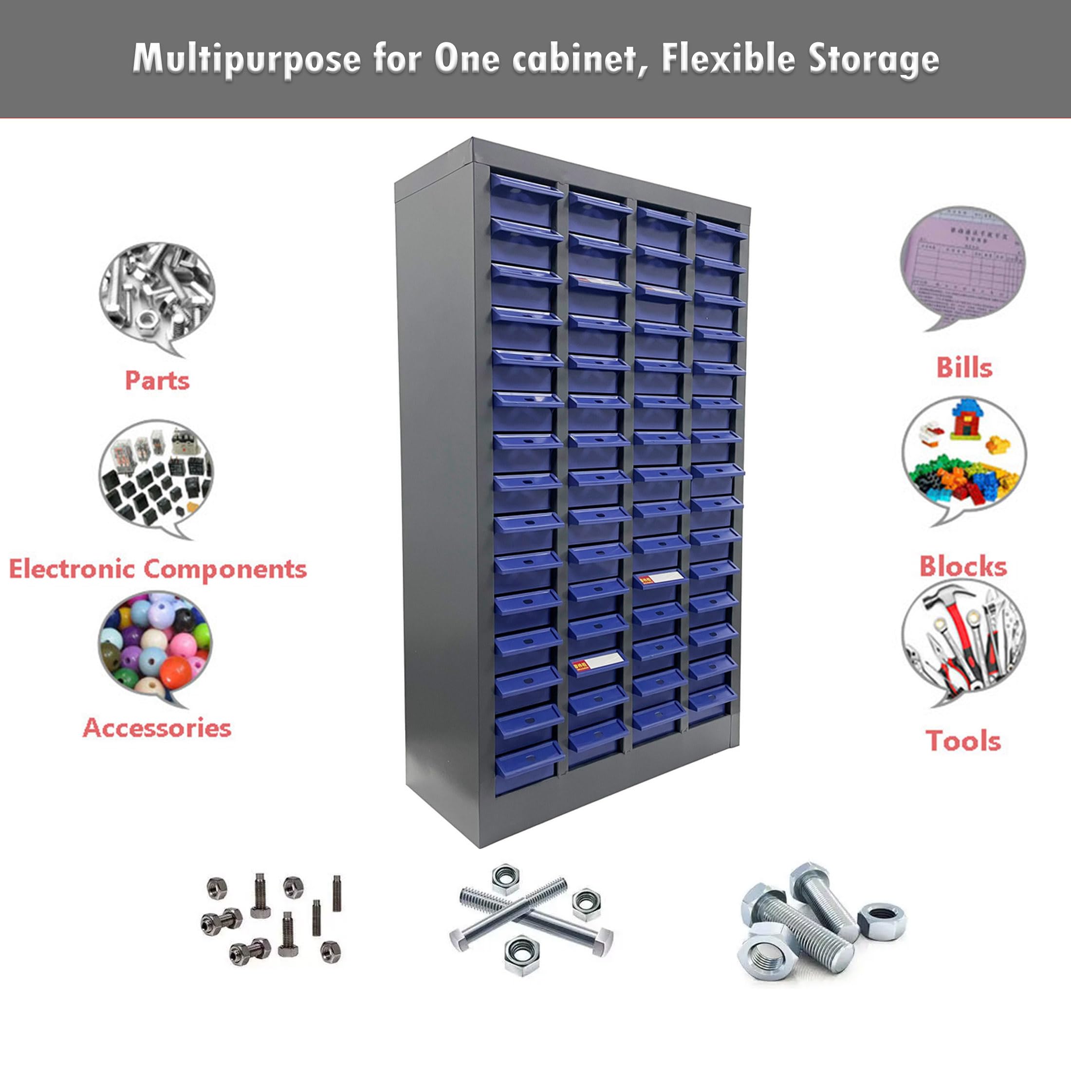 INTSUPERMAI 60-Drawer Plastic Storage Cabinet for Workshop - Organize Documents, Phone Accessories & Small Parts | Durable Parts Storage Solution for Home, Office & Garage Use