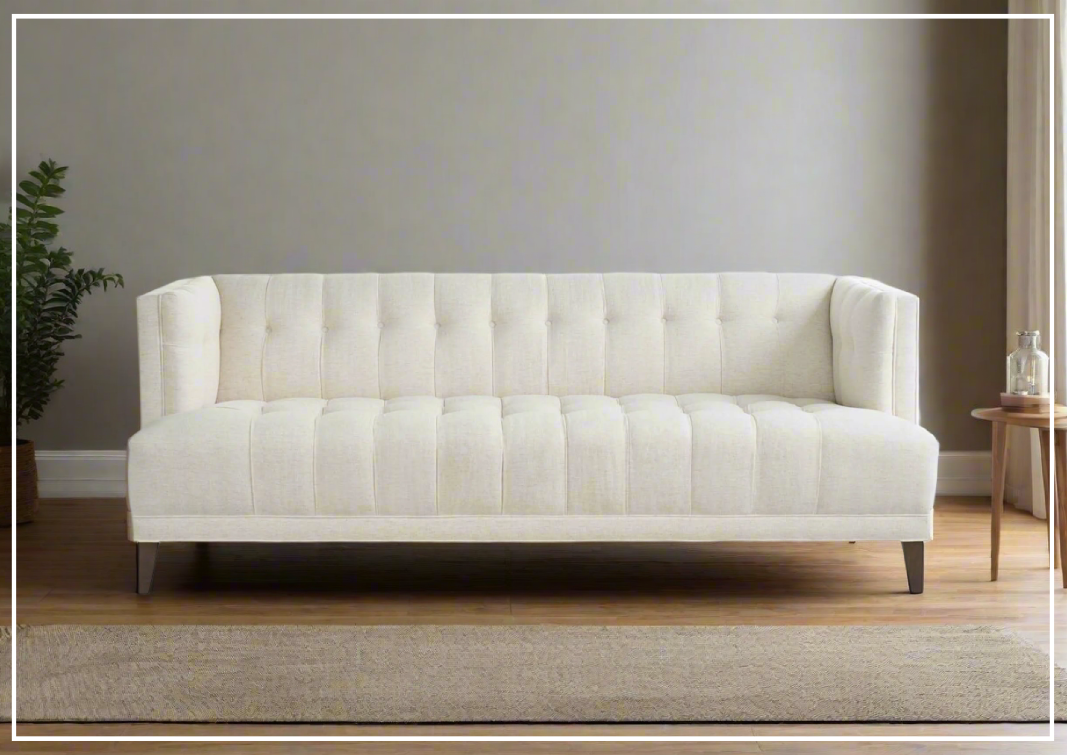 Paxton 3-Seater Fabric Tufted Sofa with Track Arms - Modern Living Room Furniture for Small Spaces | Comfortable Upholstered Couch for Apartments & Cozy Homes