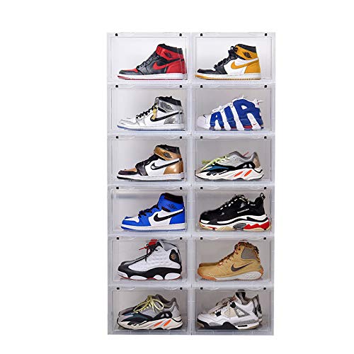 K.T.Z Clear Stackable Shoe Storage Boxes - 12 Pack Transparent Sneaker Display Containers for Men & Women | Perfect for Closet Organization, Shoe Collection Display, and Space-Saving Storage