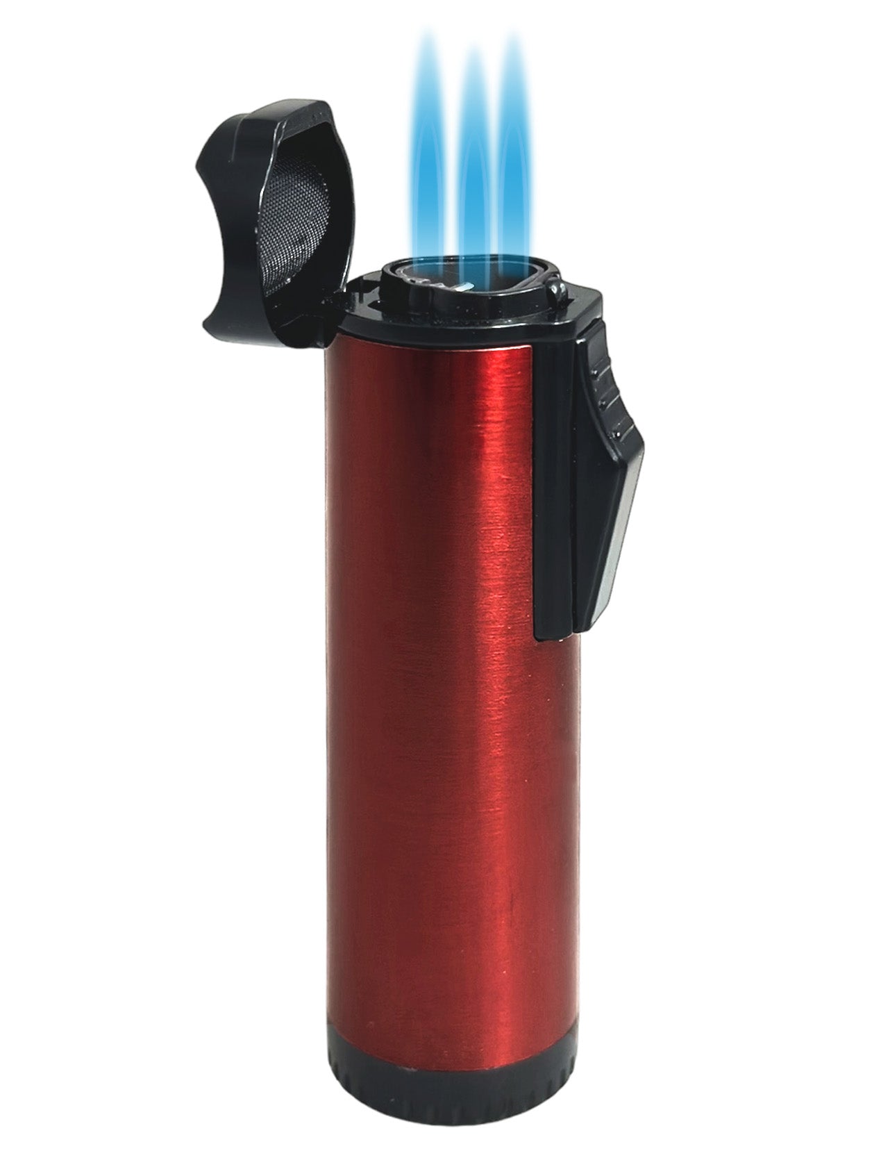 Premium Visol Hades Triple Torch Cigar Lighter - Red Lacquer Finish - Windproof Butane Flame for Cigars, Cigarettes & Outdoor Use - Perfect for Smoking Enthusiasts & Gifts