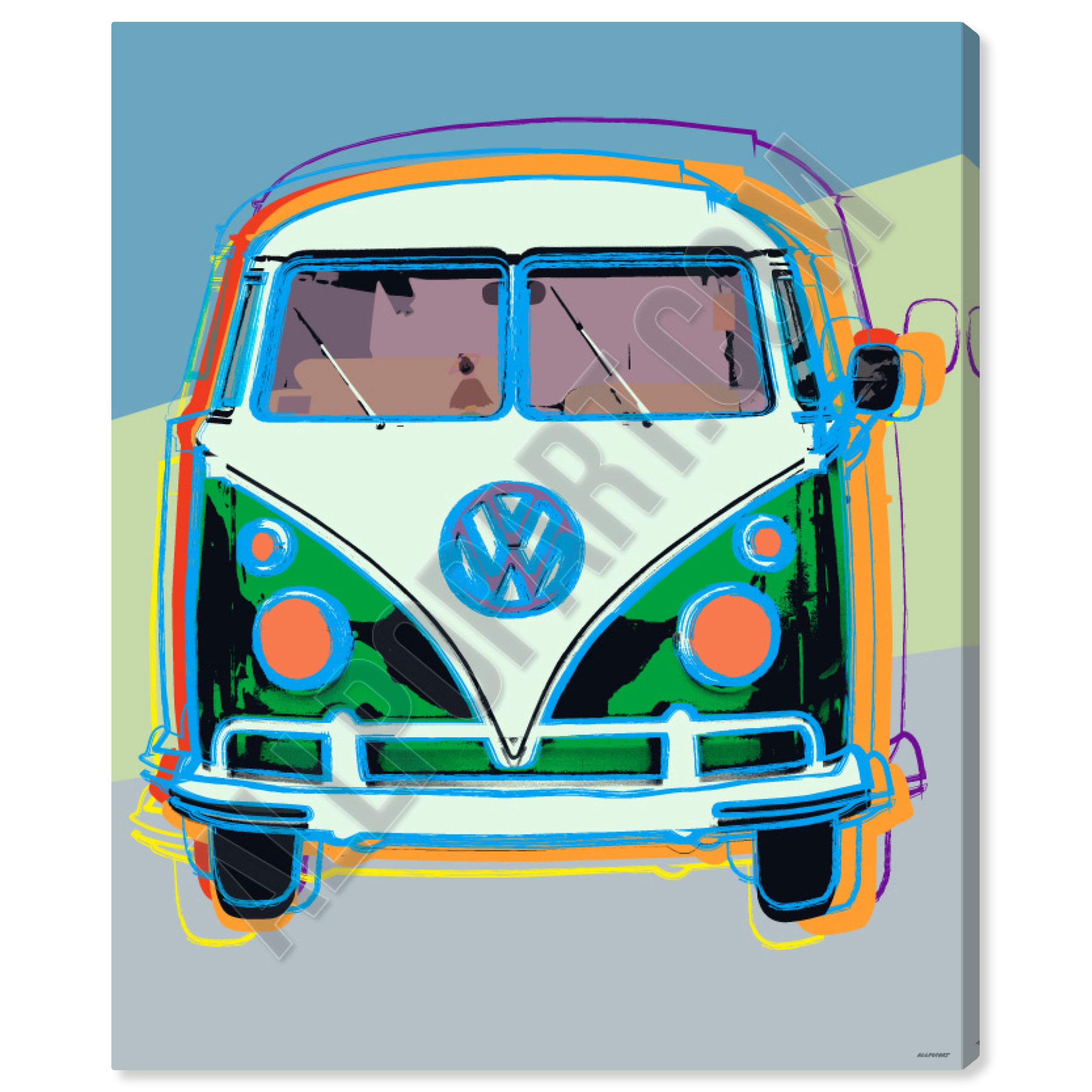 Oliver Gal Artist Co. Pastel Van Wall Art Canvas Print - 30x36 Inch Modern Home Decor Painting in Green & Blue - Perfect for Living Room, Bedroom & Office Decor