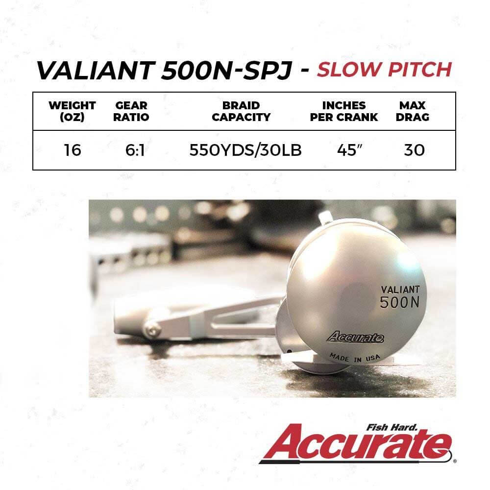 Accurate Valiant BV2 SPJ Silver 2-Speed Slow Pitch Jigging Reel - Saltwater Fishing Reel for Deep Sea Jigging & Bottom Fishing