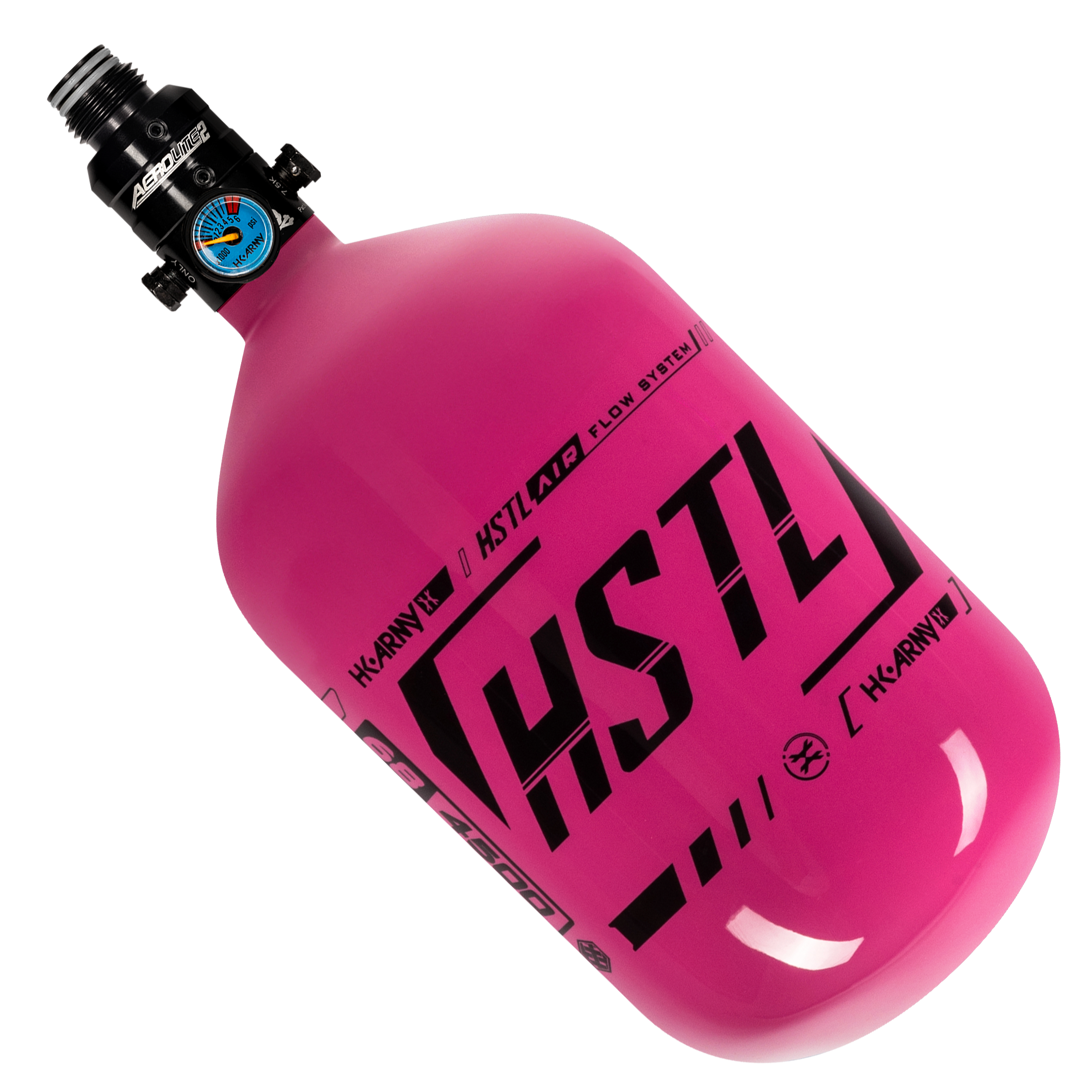 HSTL® PRO Carbon Fiber Paintball Air Tank 68ci 4500psi - High Pressure Compressed Air Cylinder for Paintball Guns - Neon Pink & Black Design for Enhanced Visibility on Field