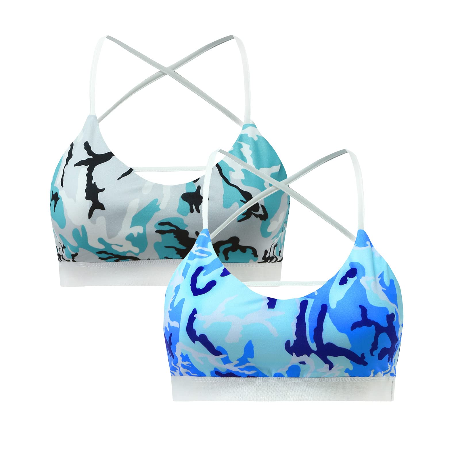 Bolayu 3 Pack Medium Support Sports Bras for Women - Wirefree Cross Back Yoga Bras with Removable Cups - Gym, Running, Pilates & Workout Essentials